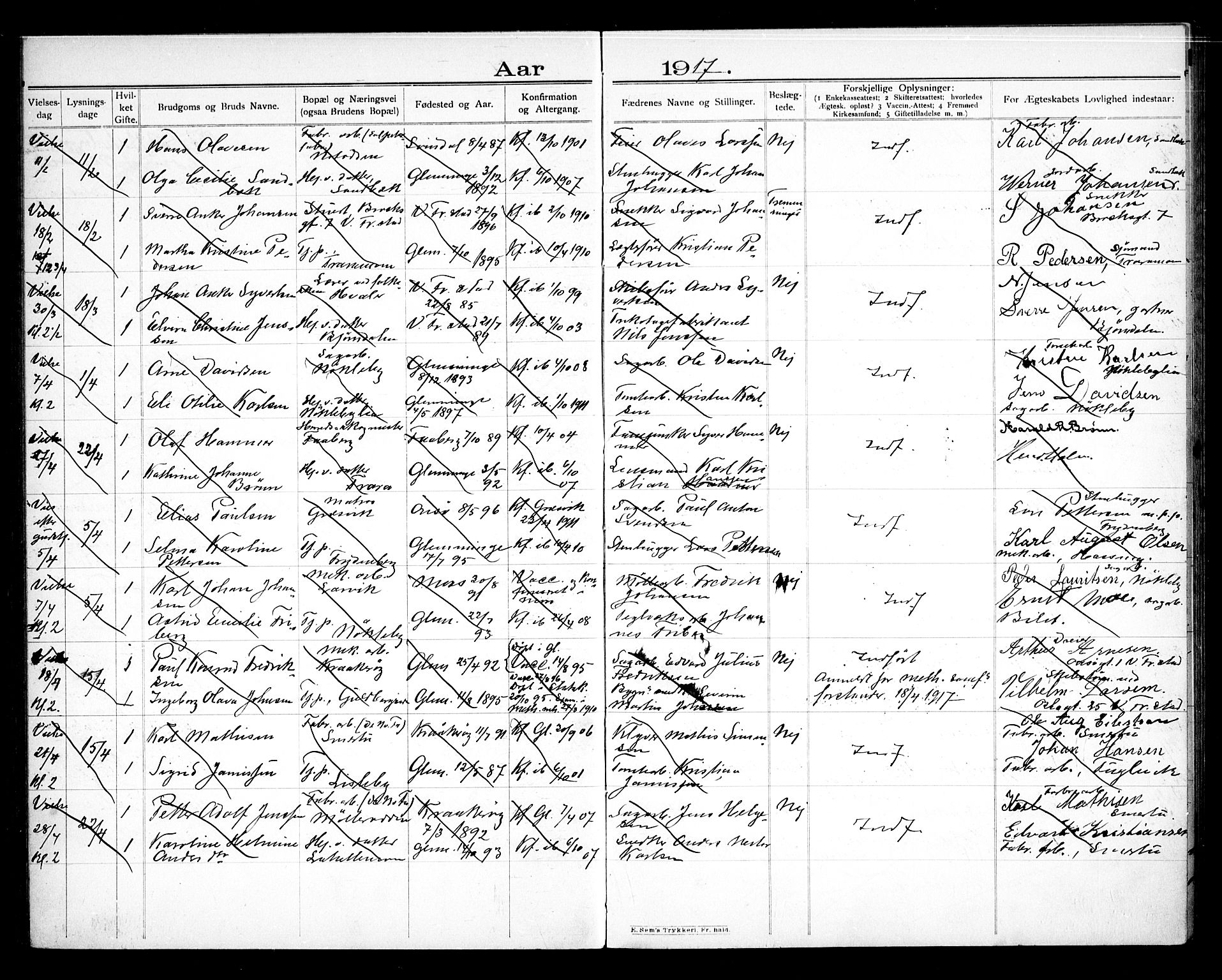 Glemmen prestekontor Kirkebøker, AV/SAO-A-10908/H/Ha/L0001: Banns register no. 1, 1909-1931