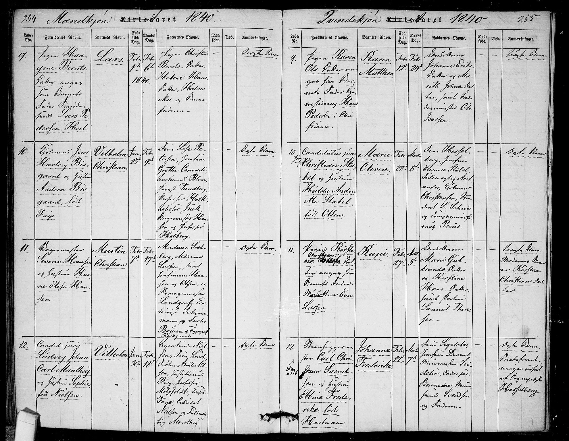 Rikshospitalet prestekontor Kirkebøker, AV/SAO-A-10309b/F/L0002: Parish register (official) no. 2, 1832-1840, p. 254-255