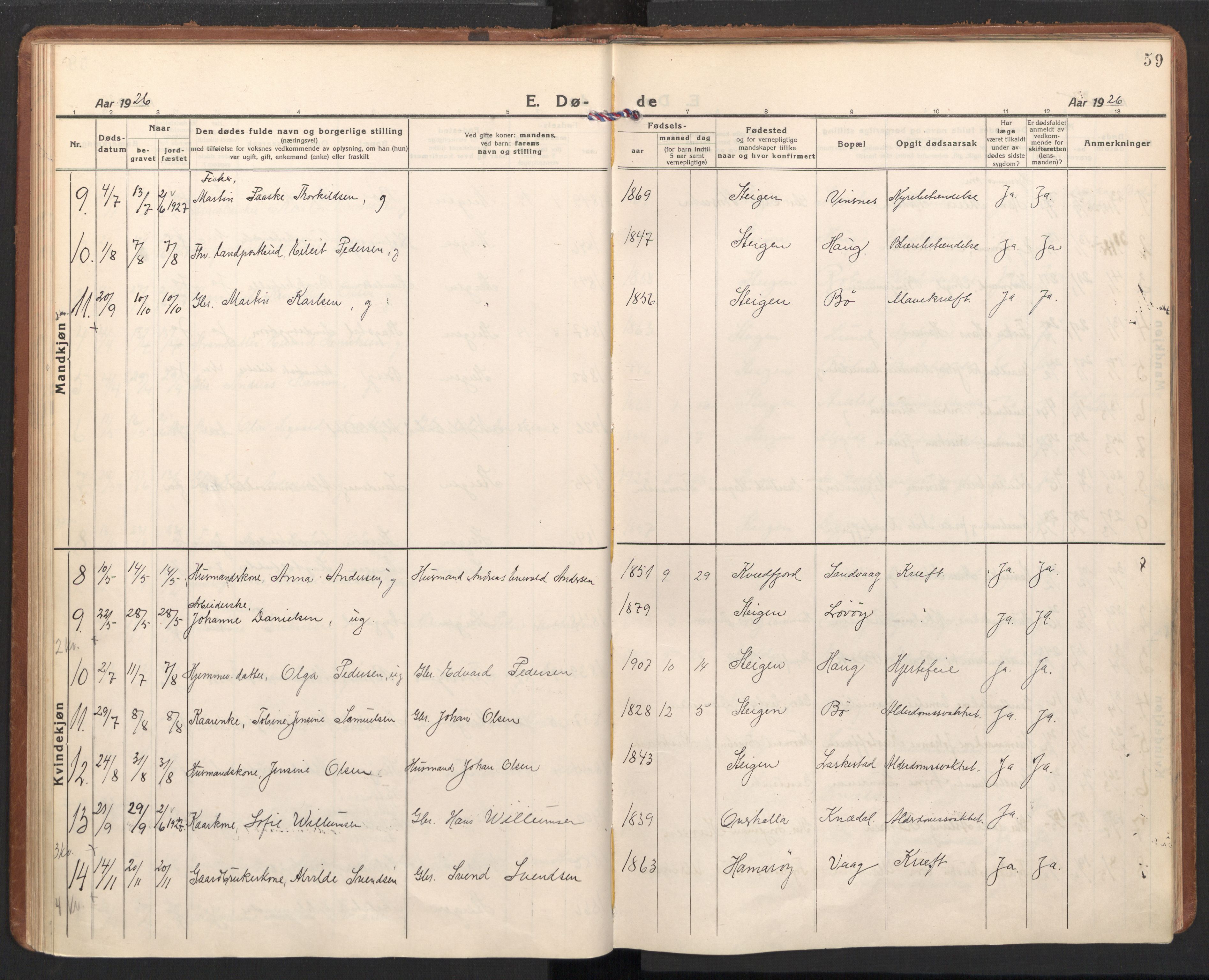 Ministerialprotokoller, klokkerbøker og fødselsregistre - Nordland, SAT/A-1459/855/L0809: Parish register (official) no. 855A18, 1921-1939, p. 59