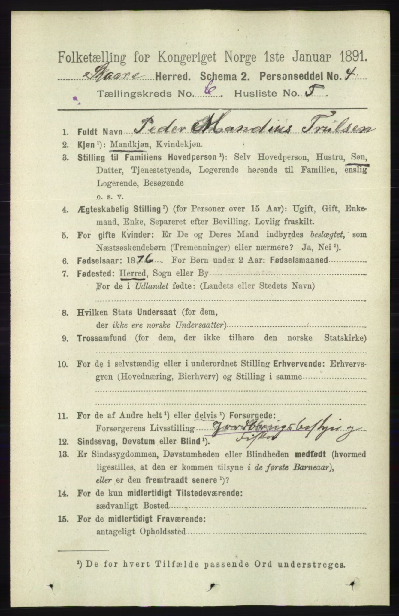 RA, 1891 census for 1153 Skåre, 1891, p. 2423