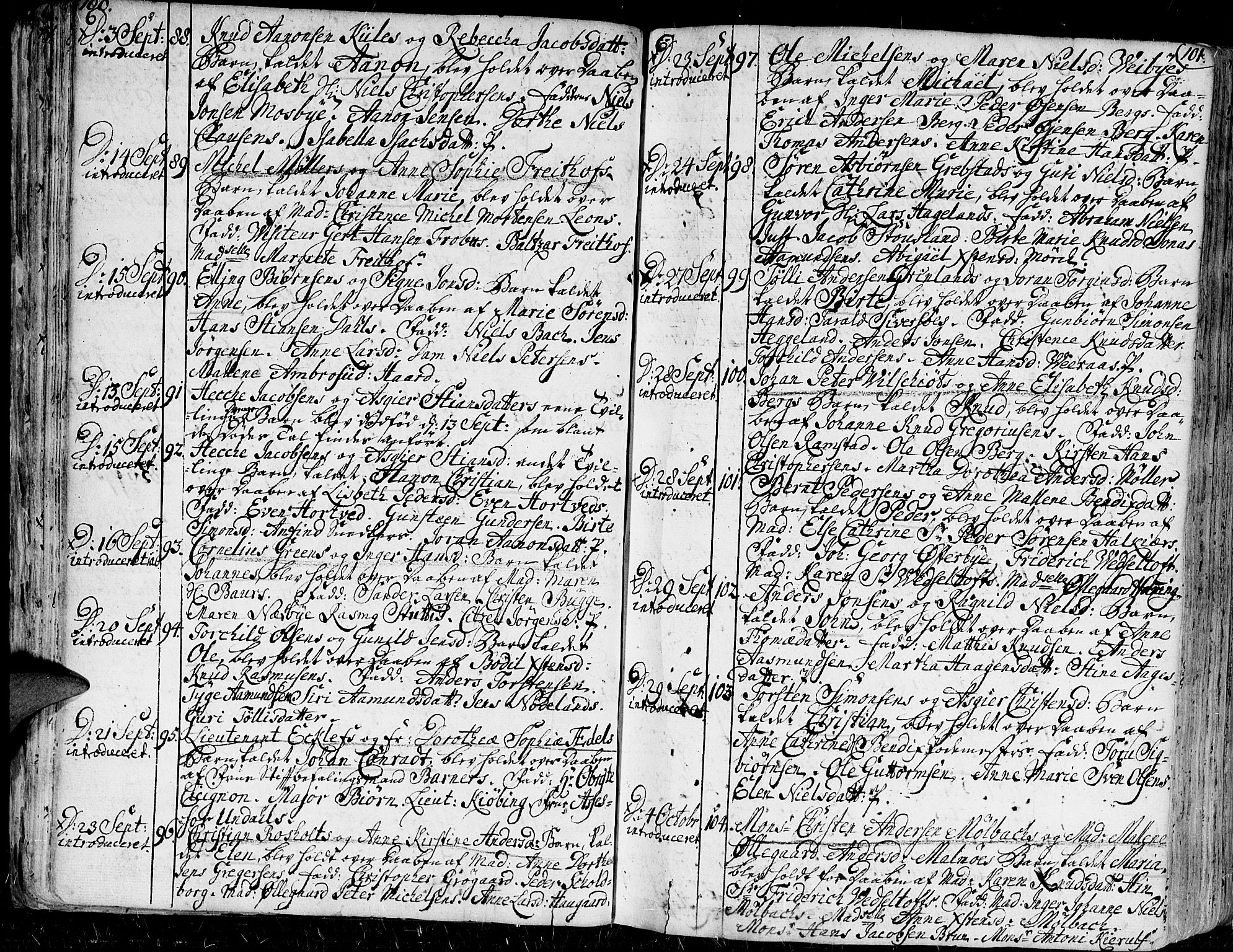 Kristiansand domprosti, AV/SAK-1112-0006/F/Fa/L0001: Parish register (official) no. A 1, 1734-1793, p. 100-101