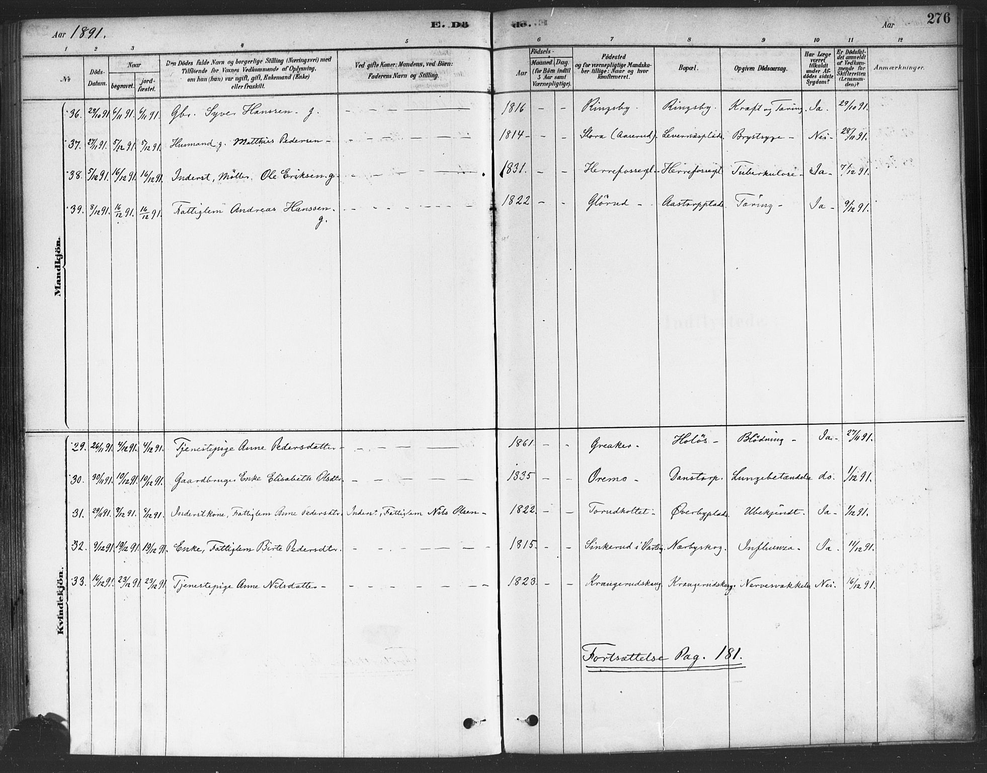 Rakkestad prestekontor Kirkebøker, SAO/A-2008/F/Fa/L0012: Parish register (official) no. I 12, 1878-1893, p. 276
