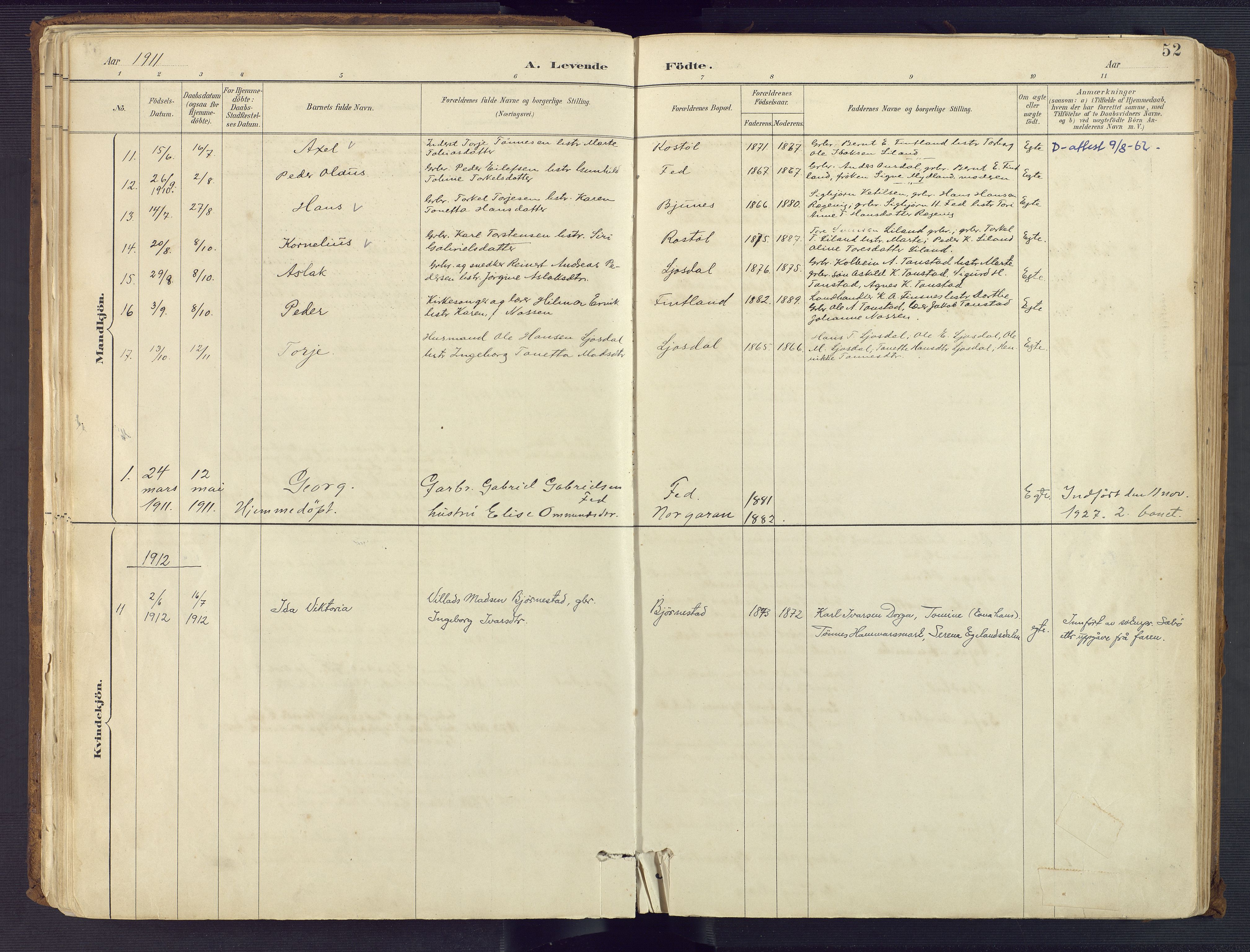 Sirdal sokneprestkontor, SAK/1111-0036/F/Fa/Fab/L0004: Parish register (official) no. A 4, 1887-1919, p. 52