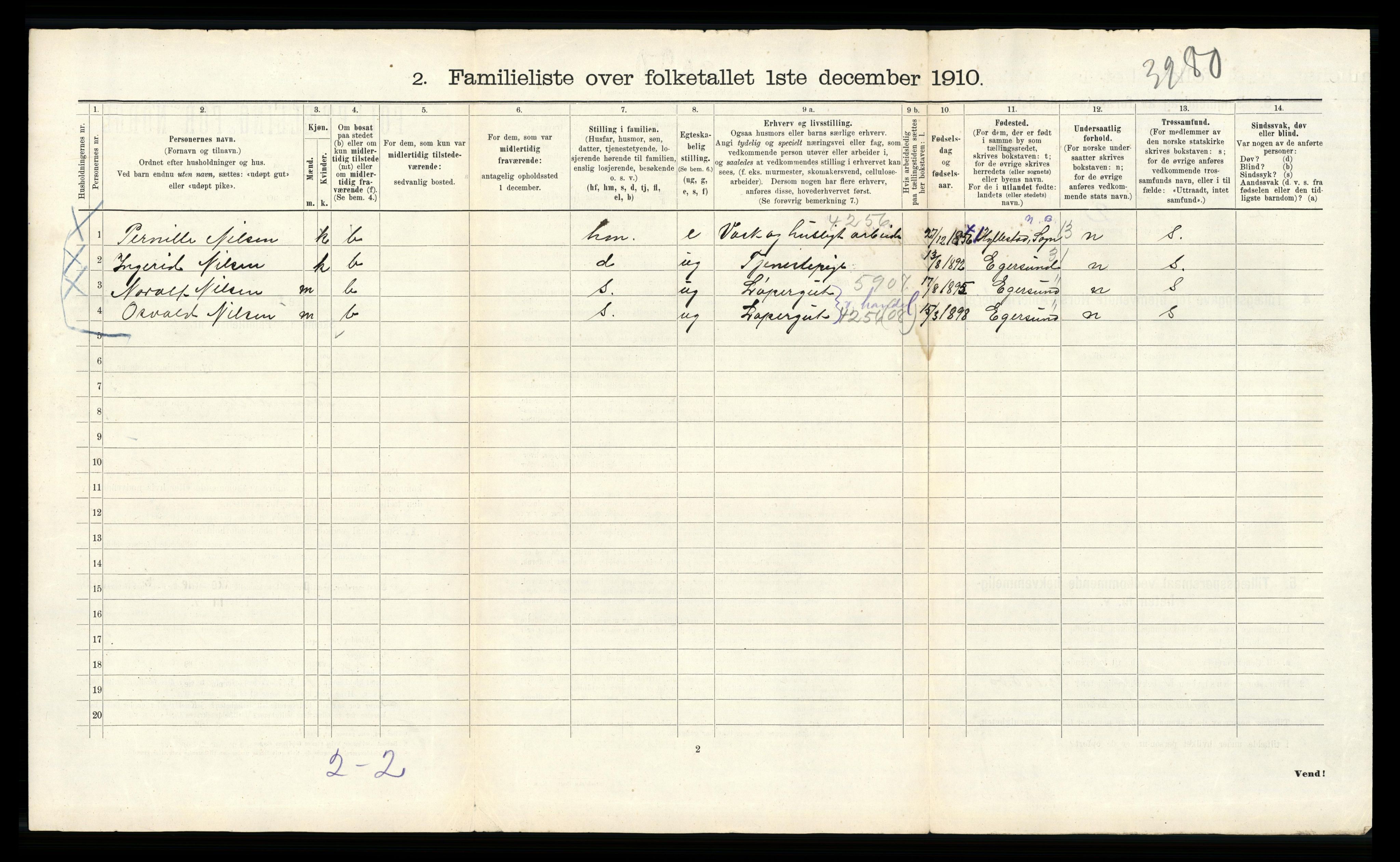 RA, 1910 census for Bergen, 1910, p. 5108