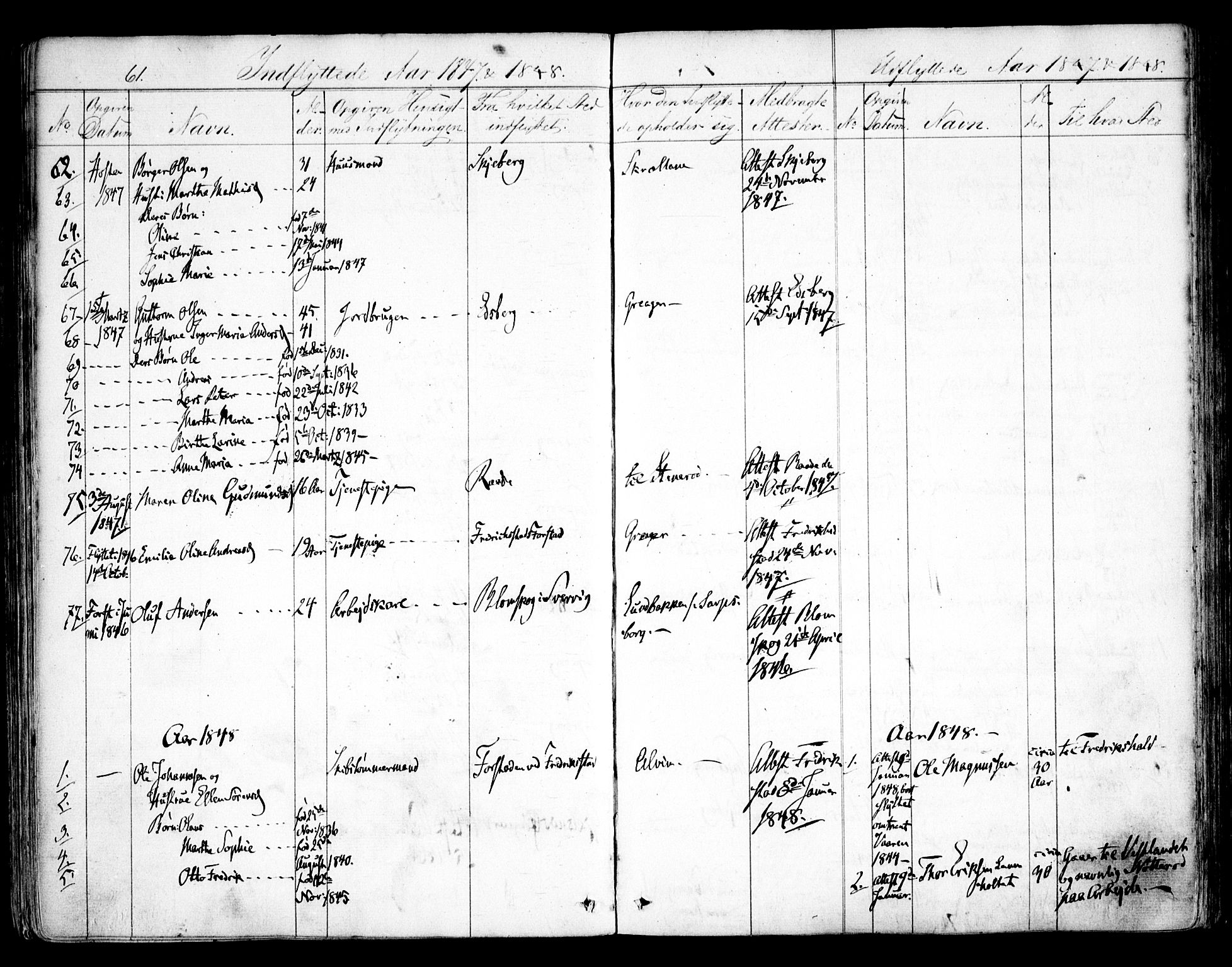 Tune prestekontor Kirkebøker, SAO/A-2007/F/Fa/L0010b: Parish register (official) no. 10B, 1847-1852, p. 61