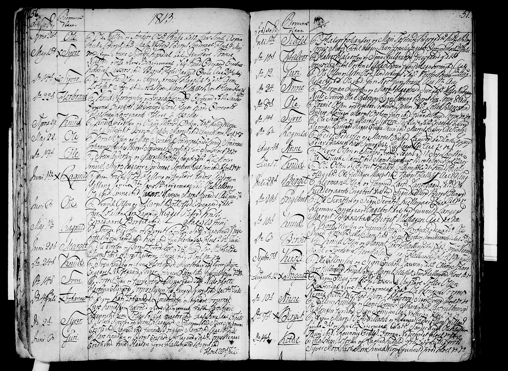 Ål kirkebøker, SAKO/A-249/F/Fa/L0003: Parish register (official) no. I 3, 1807-1814, p. 56-57