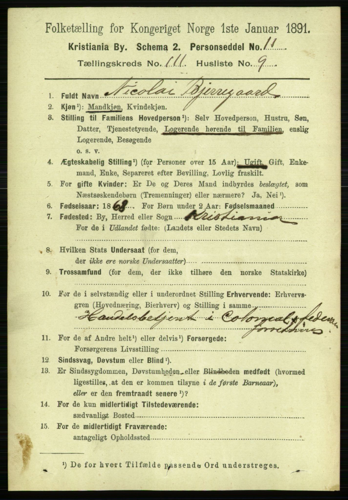RA, 1891 census for 0301 Kristiania, 1891, p. 58162