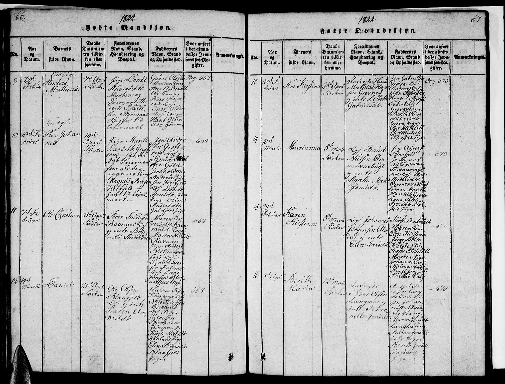 Ministerialprotokoller, klokkerbøker og fødselsregistre - Nordland, AV/SAT-A-1459/820/L0299: Parish register (copy) no. 820C01, 1820-1825, p. 66-67