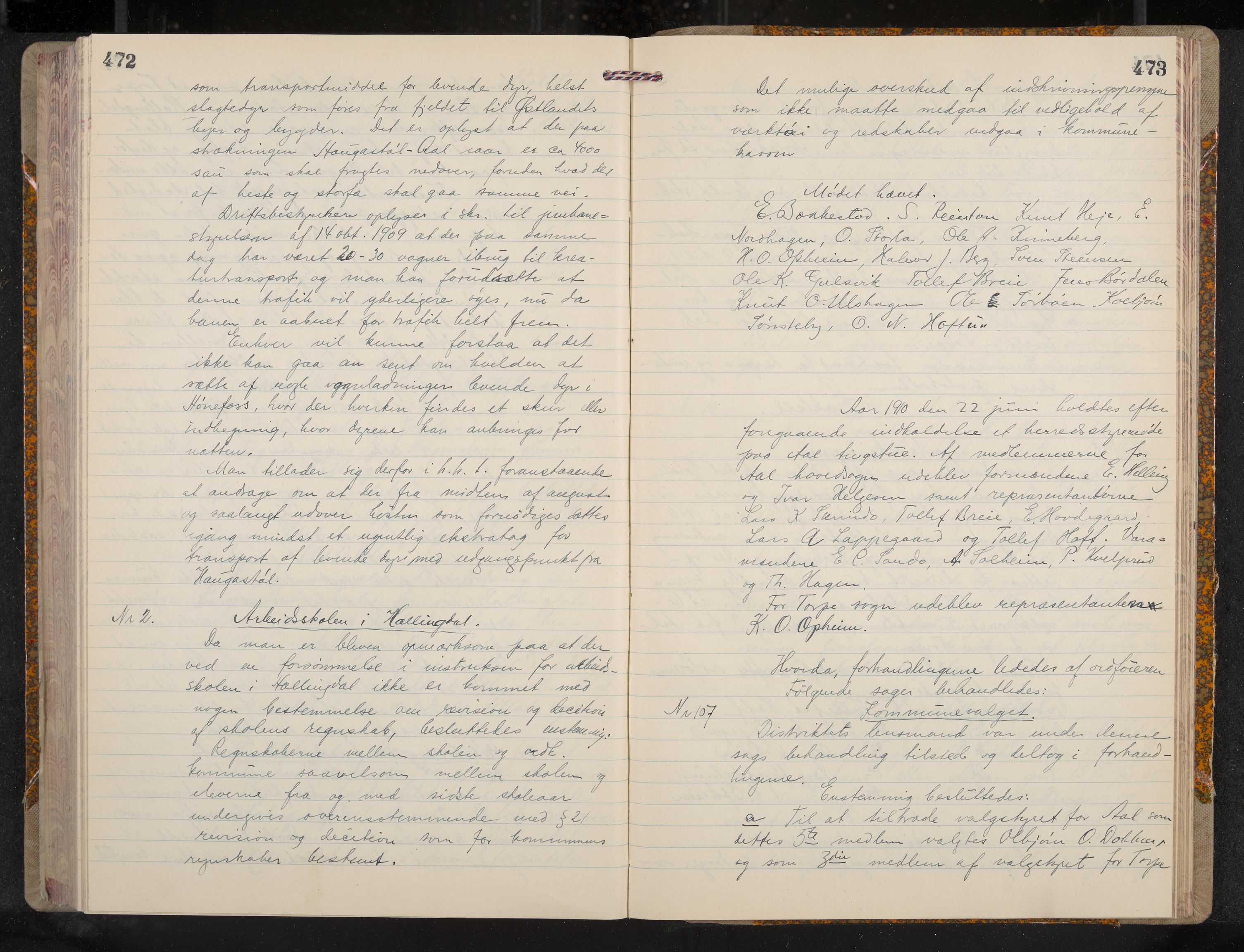 Ål formannskap og sentraladministrasjon, IKAK/0619021/A/Aa/L0005: Utskrift av møtebok, 1902-1910, p. 472-473