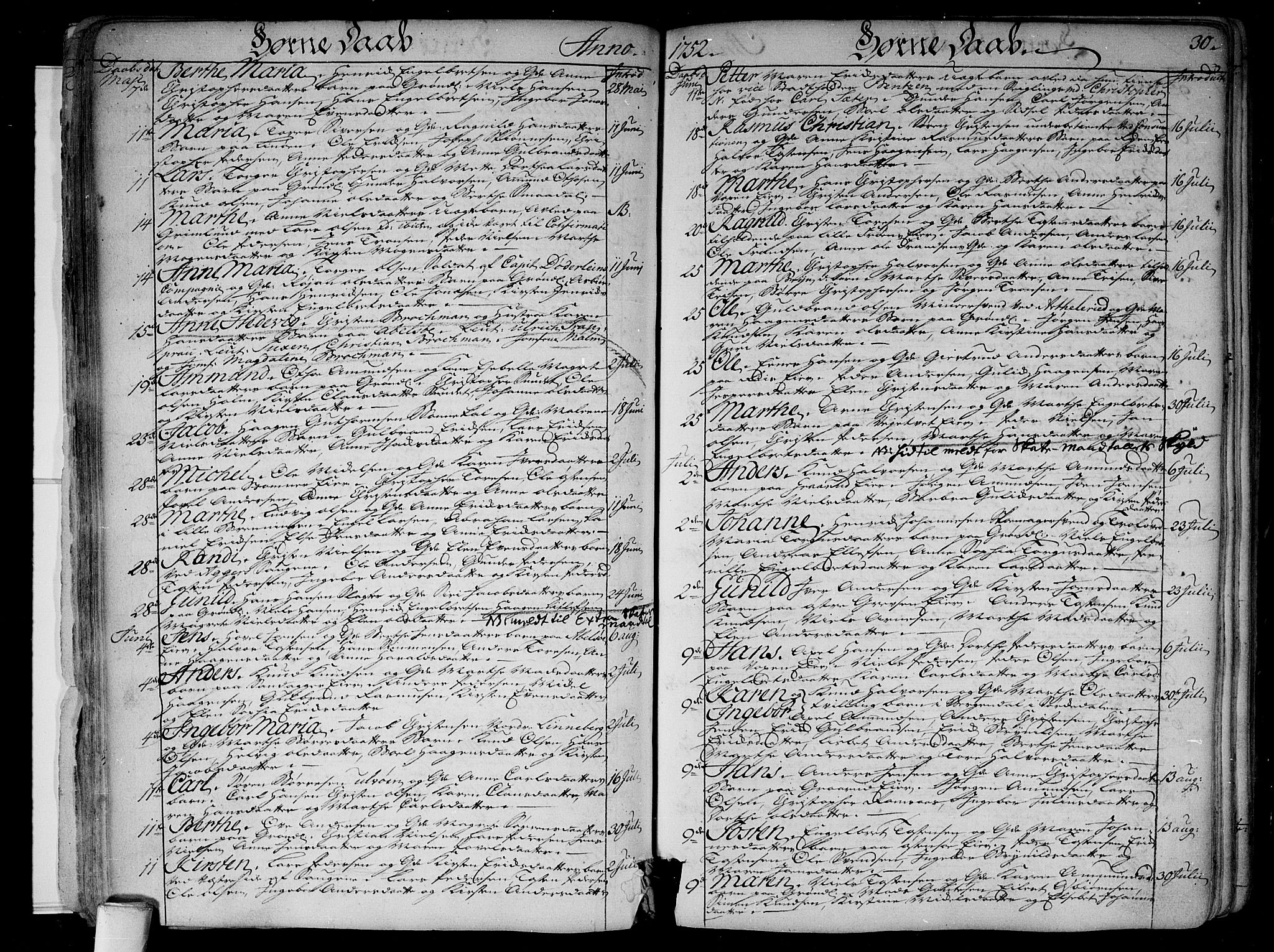 Aker prestekontor kirkebøker, SAO/A-10861/F/L0008: Parish register (official) no. 8, 1749-1765, p. 30