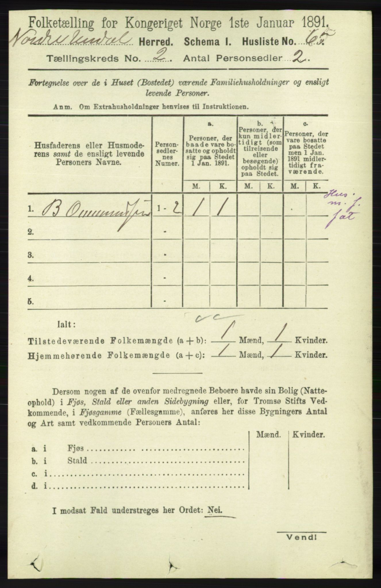 RA, 1891 census for 1028 Nord-Audnedal, 1891, p. 344