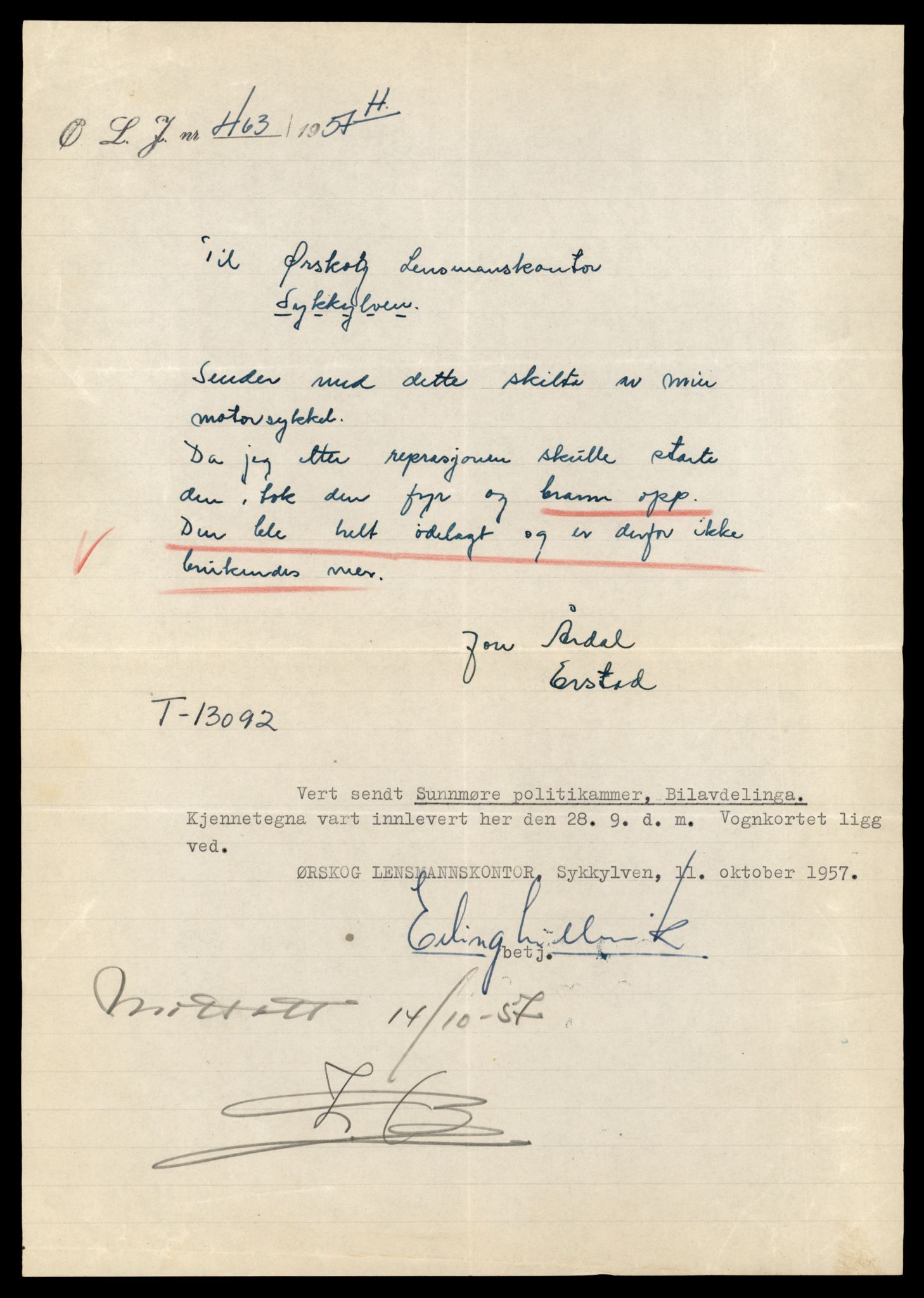 Møre og Romsdal vegkontor - Ålesund trafikkstasjon, AV/SAT-A-4099/F/Fe/L0037: Registreringskort for kjøretøy T 13031 - T 13179, 1927-1998, p. 1235