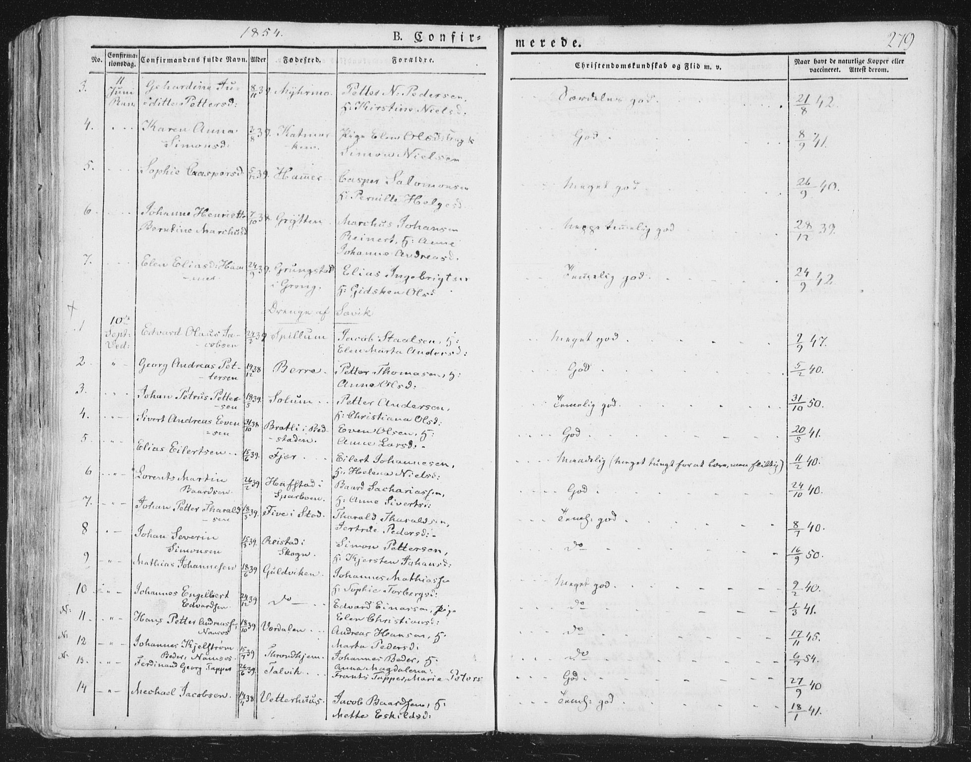 Ministerialprotokoller, klokkerbøker og fødselsregistre - Nord-Trøndelag, AV/SAT-A-1458/764/L0551: Parish register (official) no. 764A07a, 1824-1864, p. 279