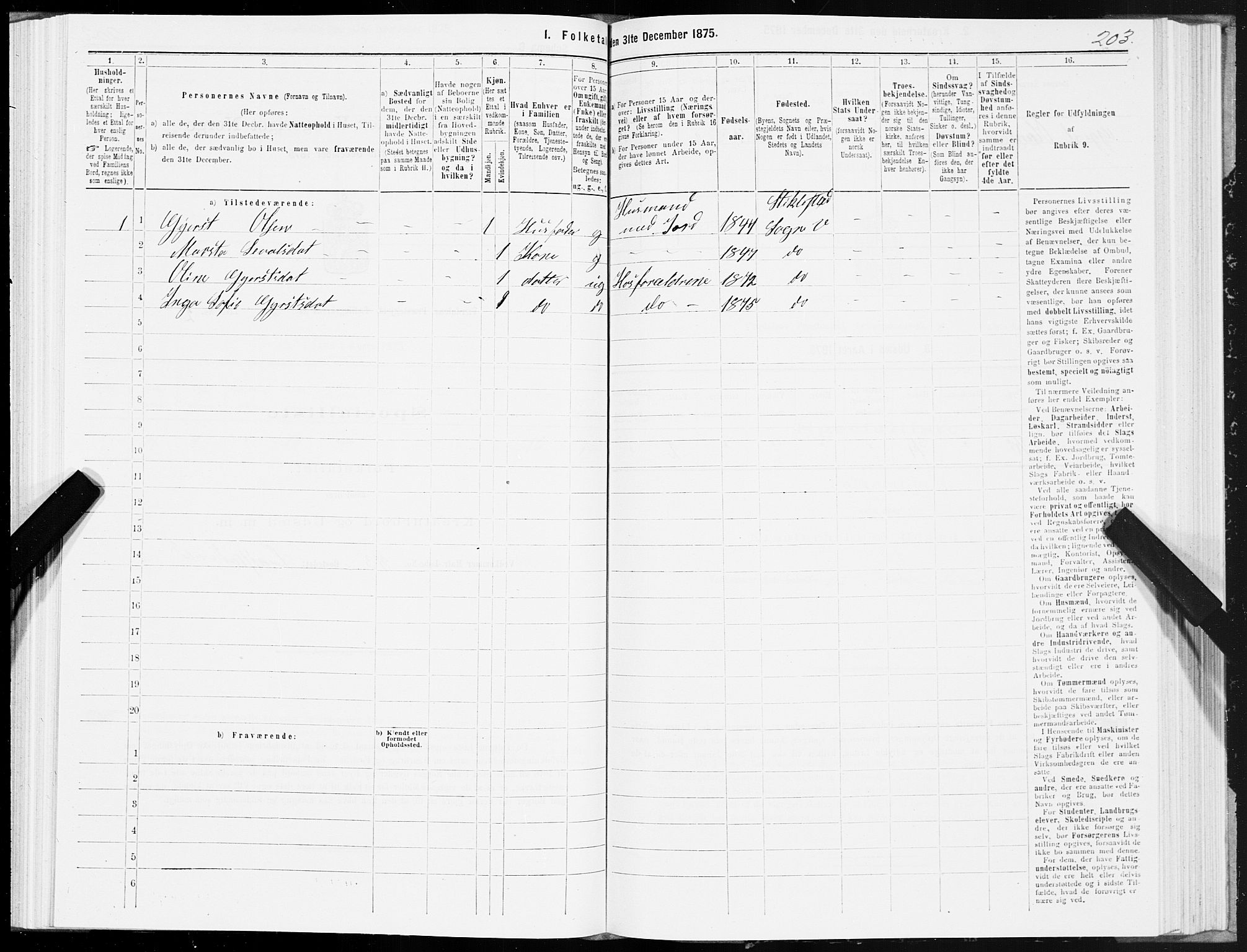 SAT, 1875 census for 1721P Verdal, 1875, p. 1203