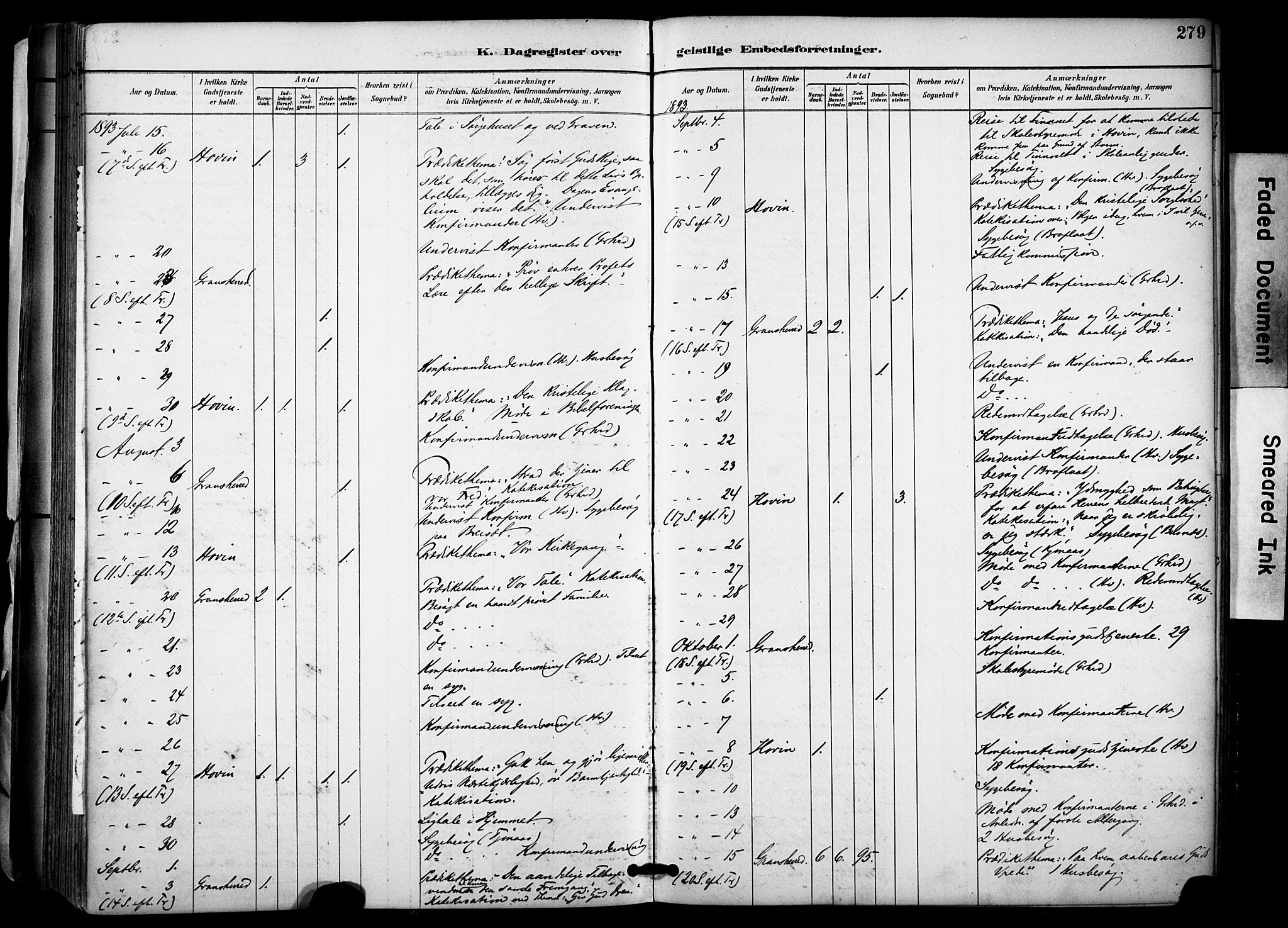 Gransherad kirkebøker, SAKO/A-267/F/Fa/L0005: Parish register (official) no. I 5, 1887-1916, p. 279