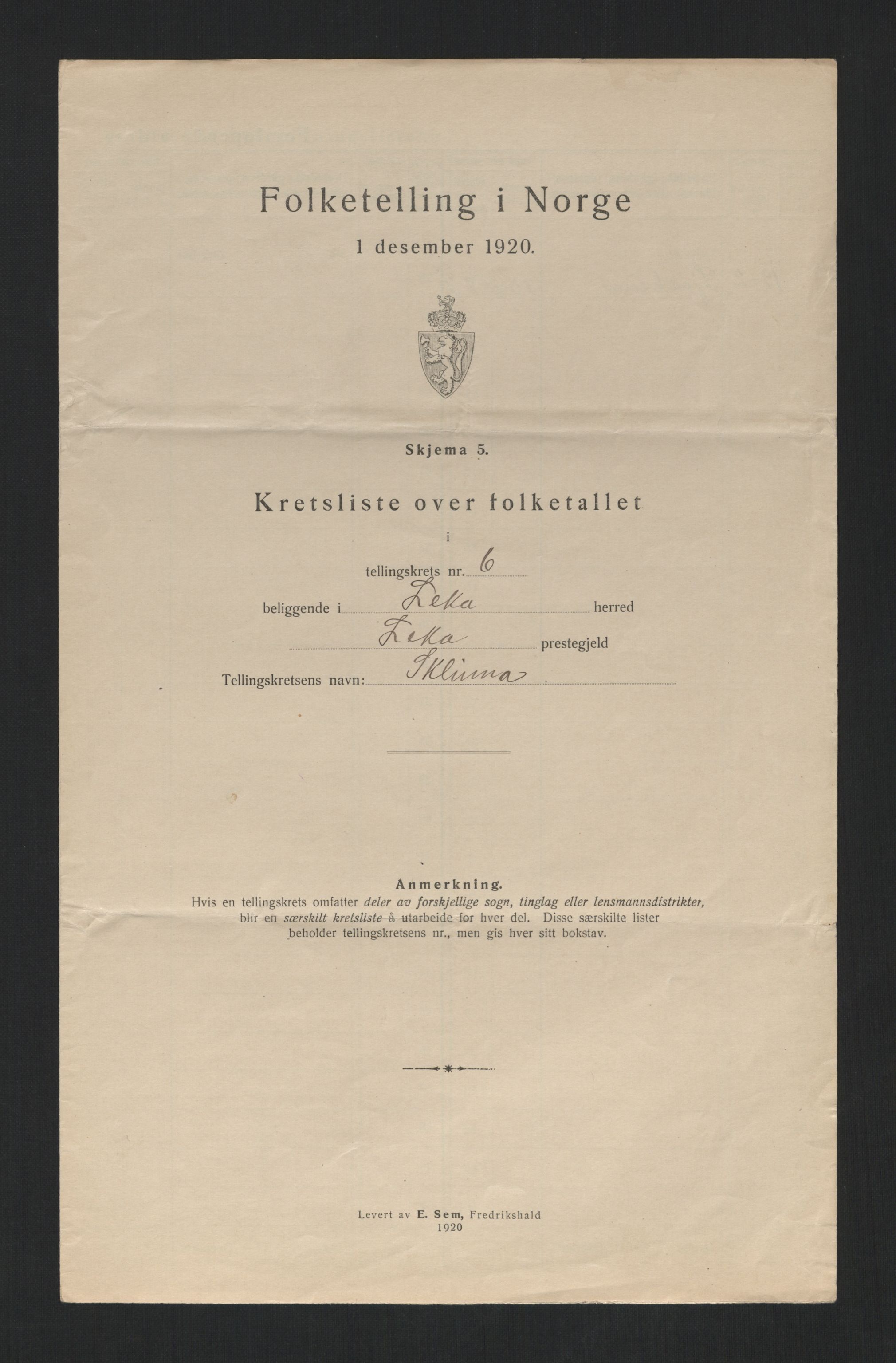 SAT, 1920 census for Leka, 1920, p. 22