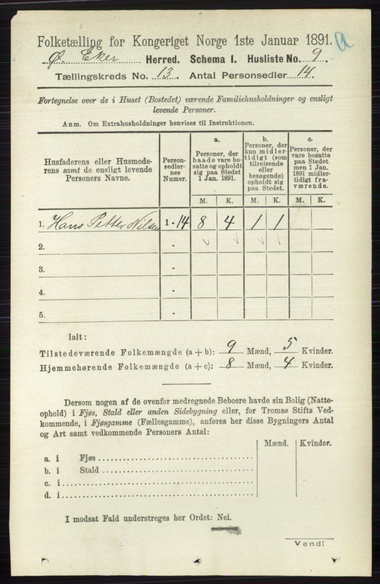 RA, 1891 census for 0624 Øvre Eiker, 1891, p. 5788