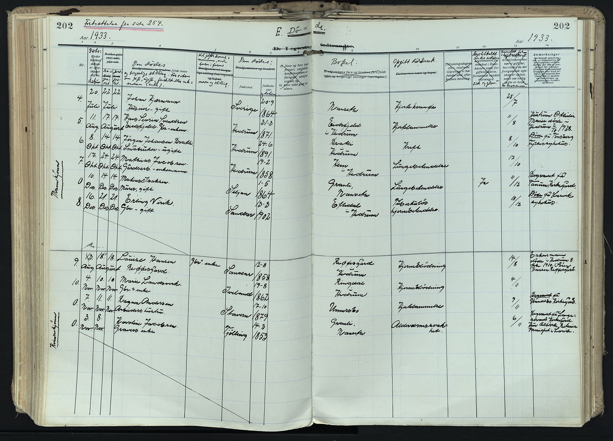 Hedrum kirkebøker, AV/SAKO-A-344/F/Fa/L0011: Parish register (official) no. I 11, 1919-1933, p. 202