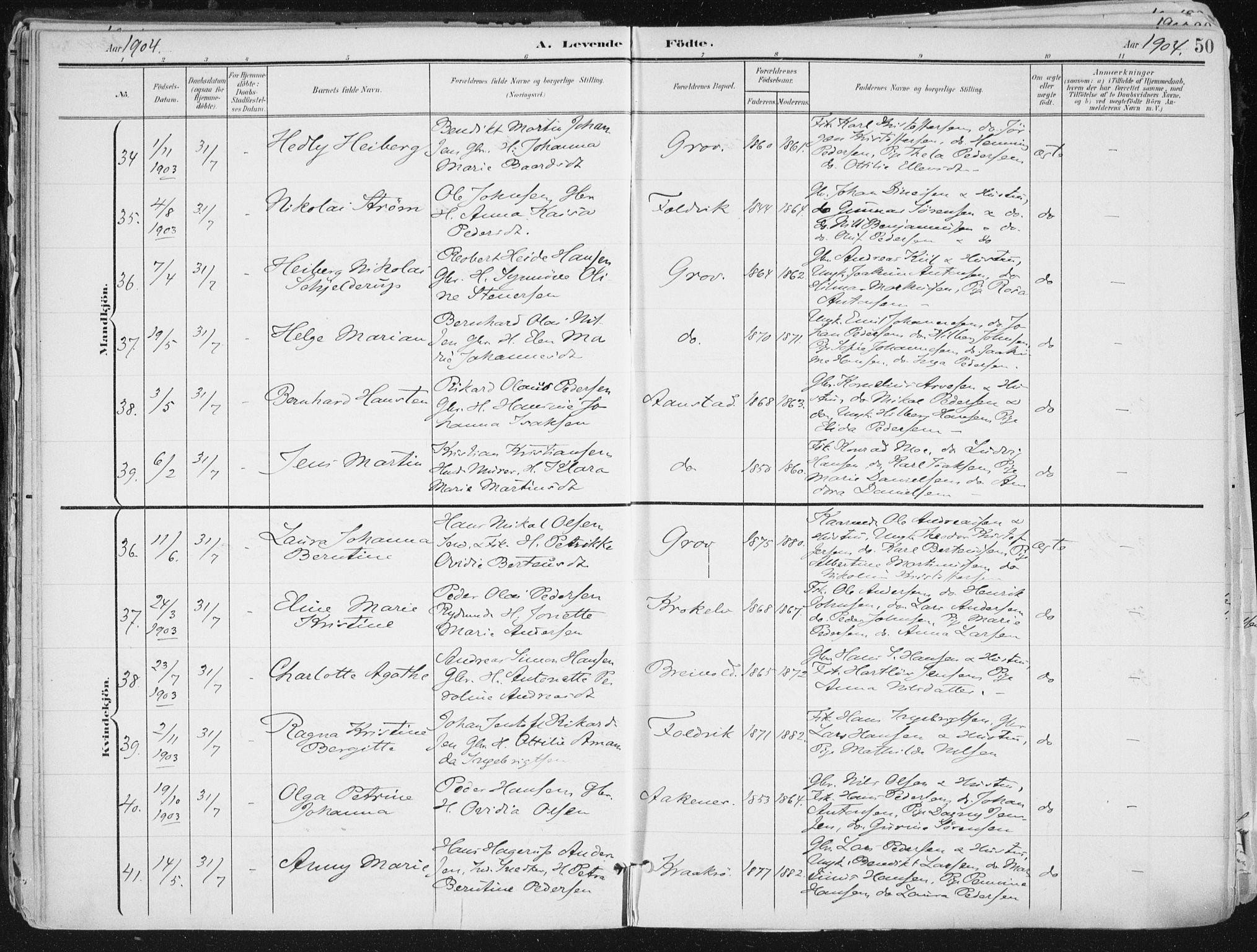 Ibestad sokneprestembete, AV/SATØ-S-0077/H/Ha/Haa/L0017kirke: Parish register (official) no. 17, 1901-1914, p. 50