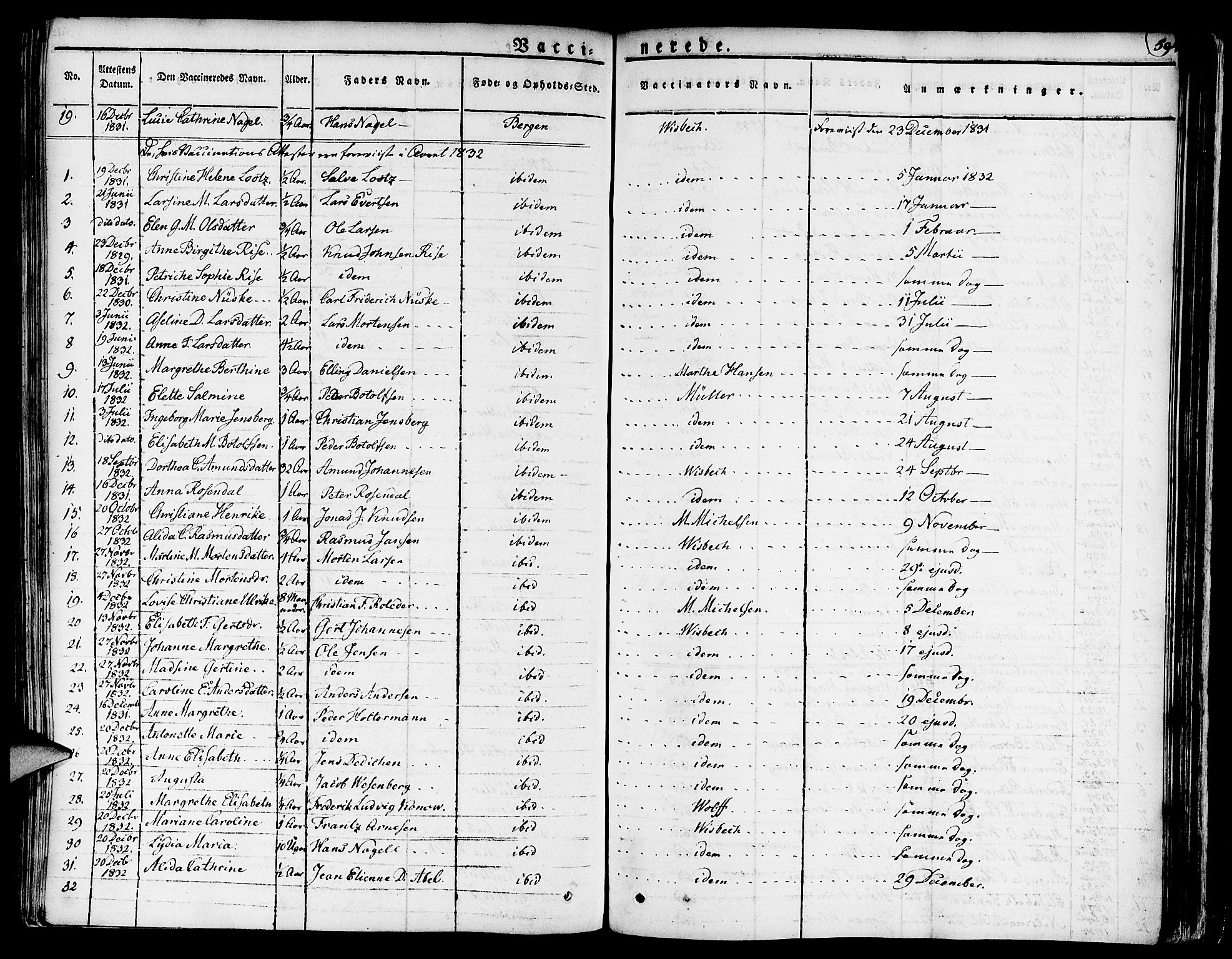 Nykirken Sokneprestembete, SAB/A-77101/H/Haa/L0012: Parish register (official) no. A 12, 1821-1844, p. 594