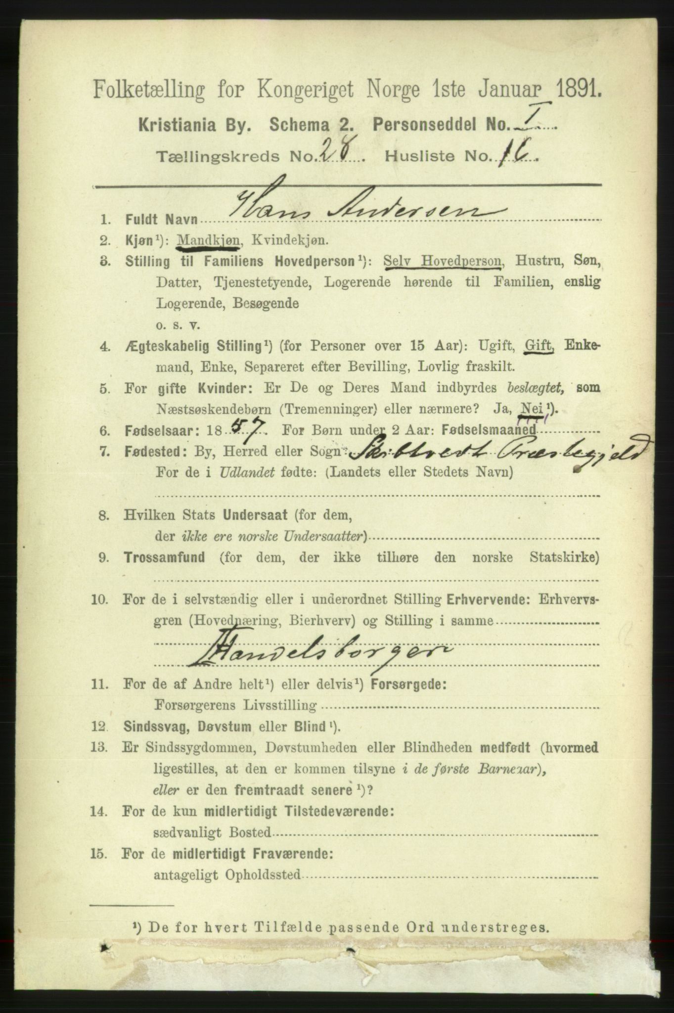 RA, 1891 census for 0301 Kristiania, 1891, p. 14695