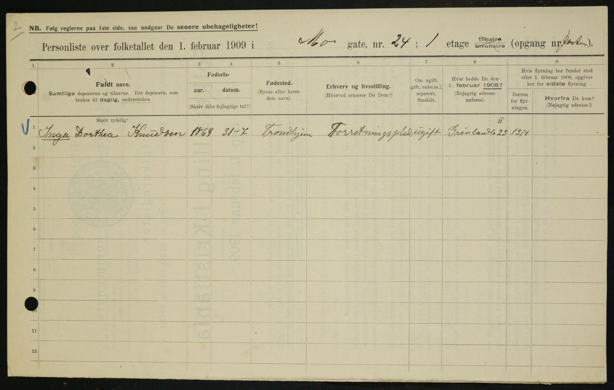 OBA, Municipal Census 1909 for Kristiania, 1909, p. 59389