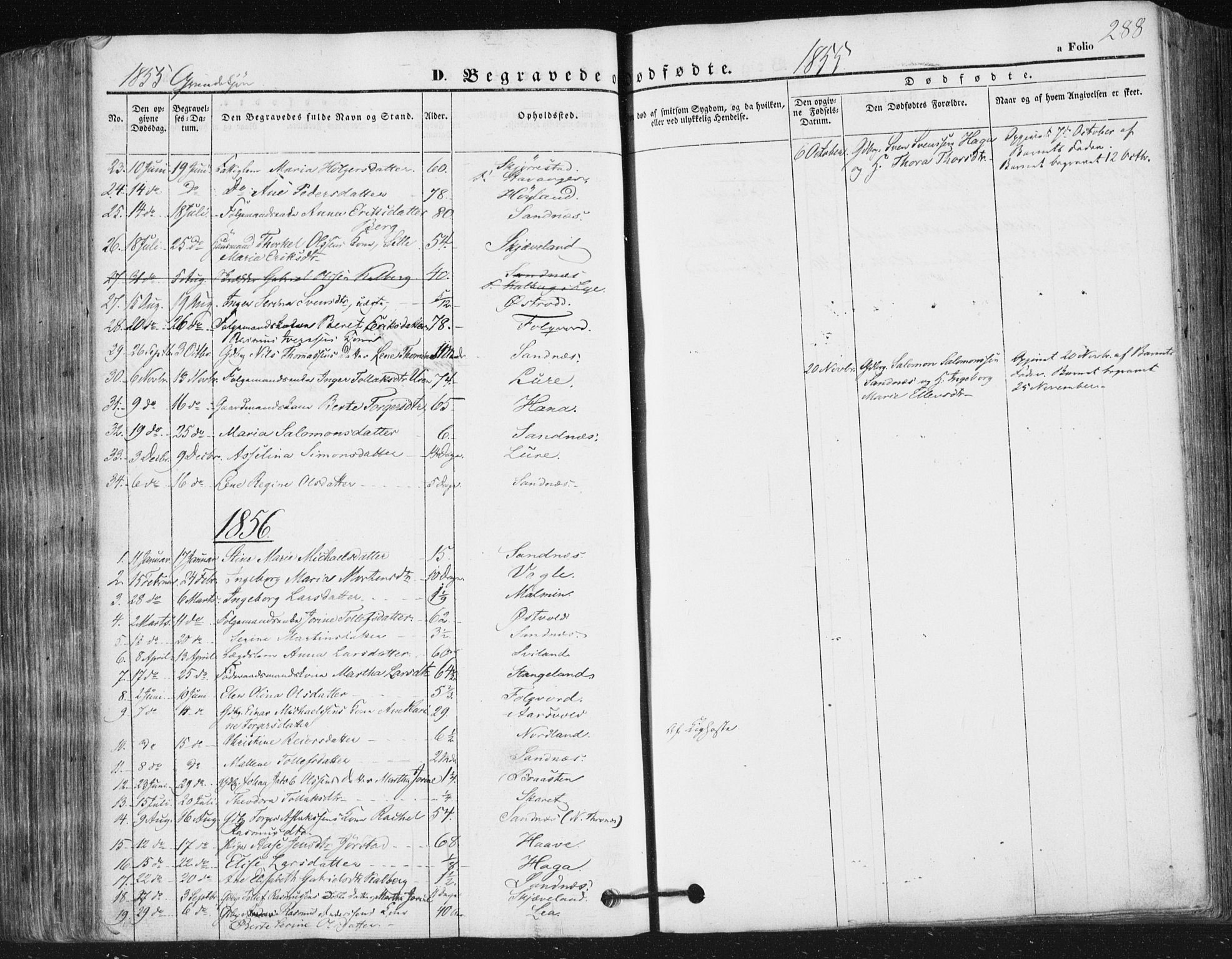 Høyland sokneprestkontor, SAST/A-101799/001/30BA/L0008: Parish register (official) no. A 8, 1841-1856, p. 288