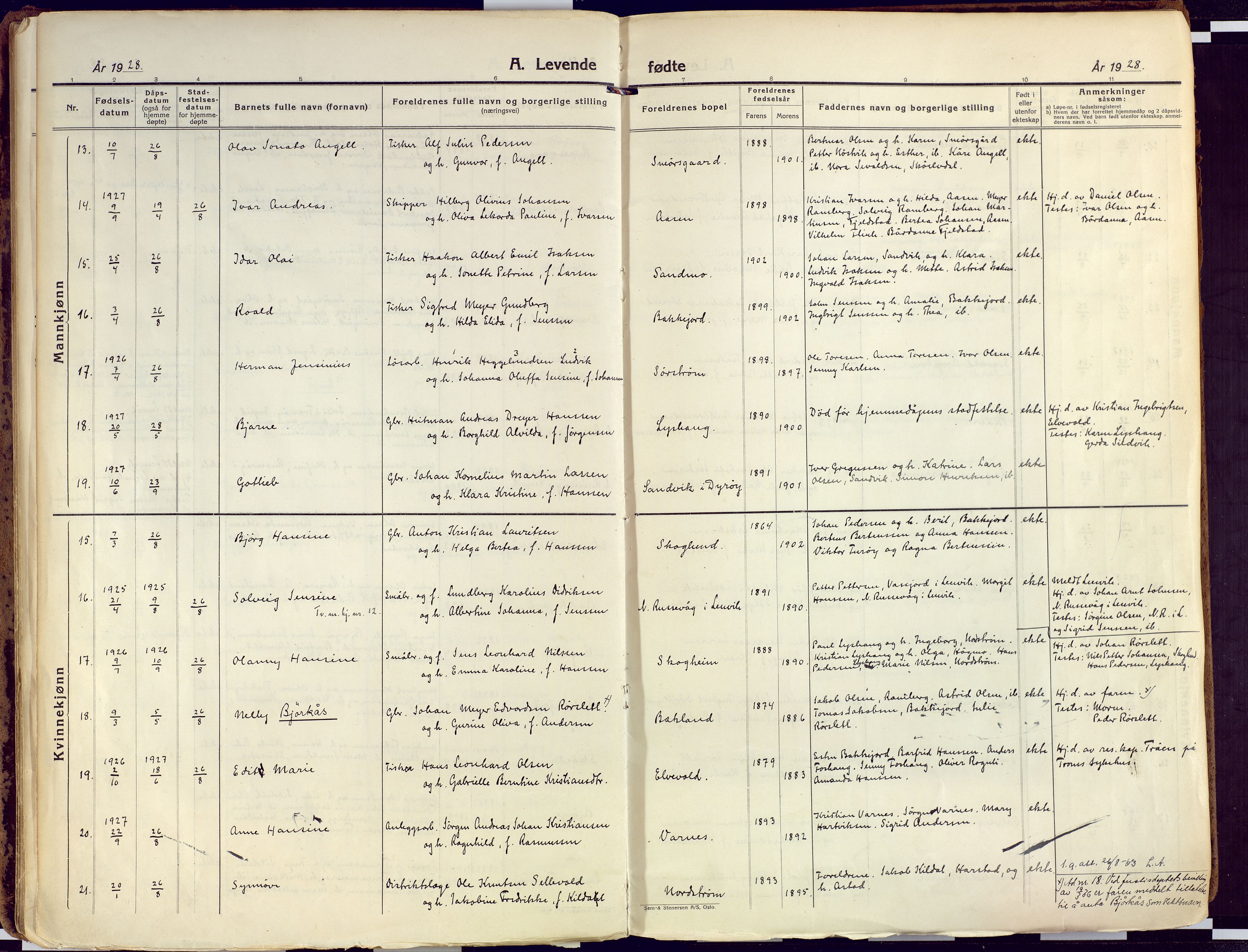 Tranøy sokneprestkontor, AV/SATØ-S-1313/I/Ia/Iaa/L0015kirke: Parish register (official) no. 15, 1919-1928