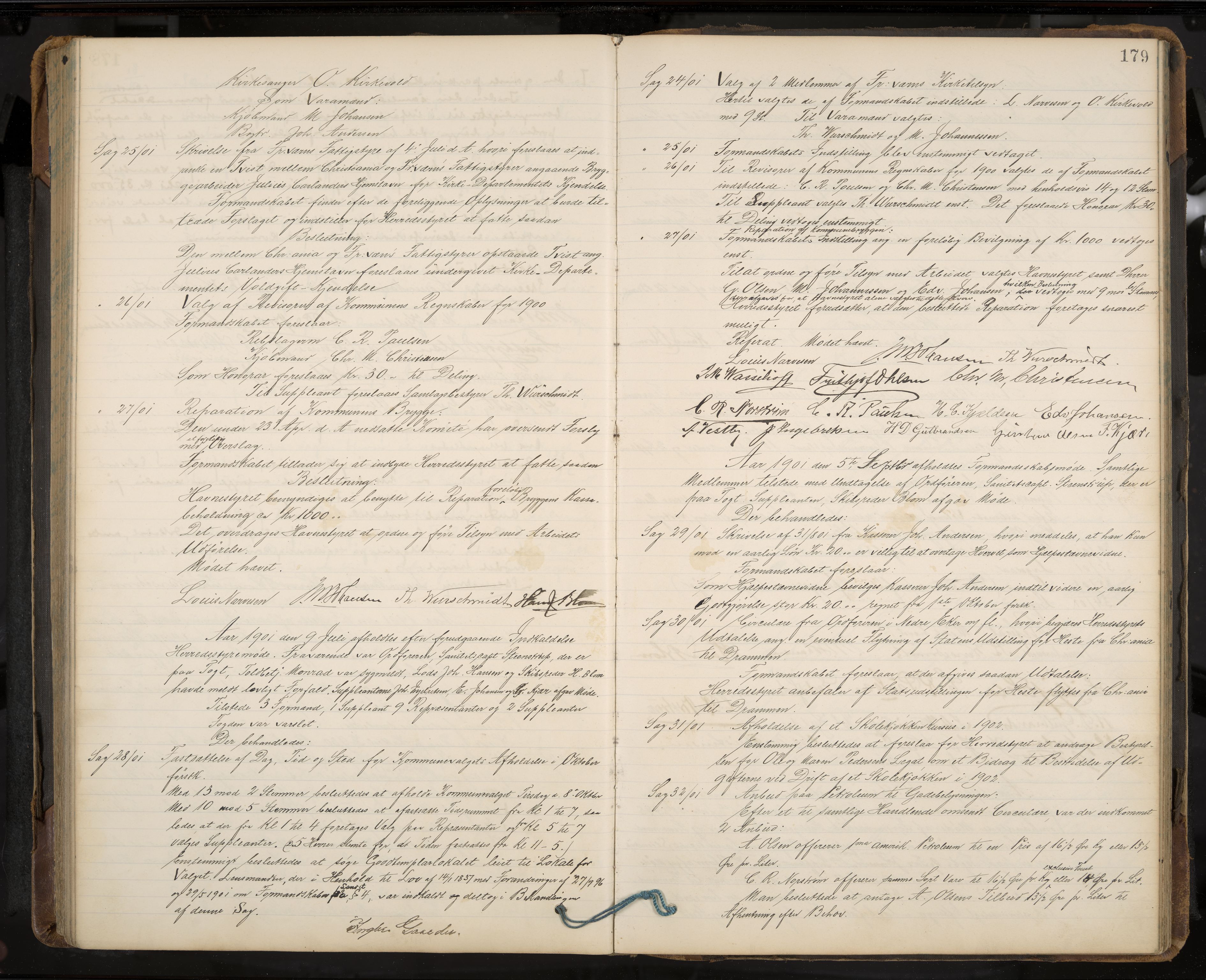 Stavern formannskap og sentraladministrasjon, IKAK/0708021/A/Aa/L0004: Møtebok med register, 1891-1905, p. 179