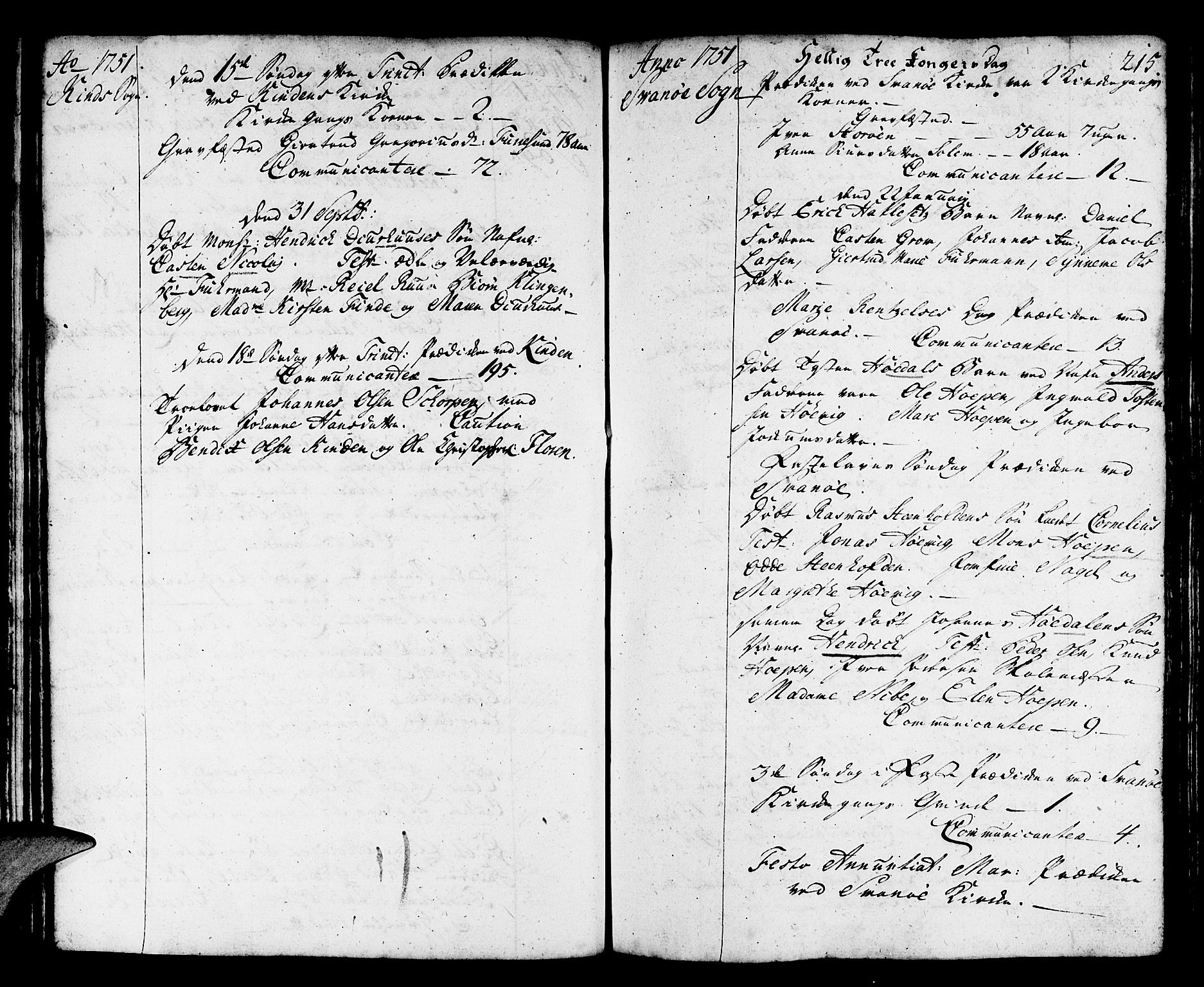 Kinn sokneprestembete, AV/SAB-A-80801/H/Haa/Haaa/L0002: Parish register (official) no. A 2, 1729-1785, p. 215