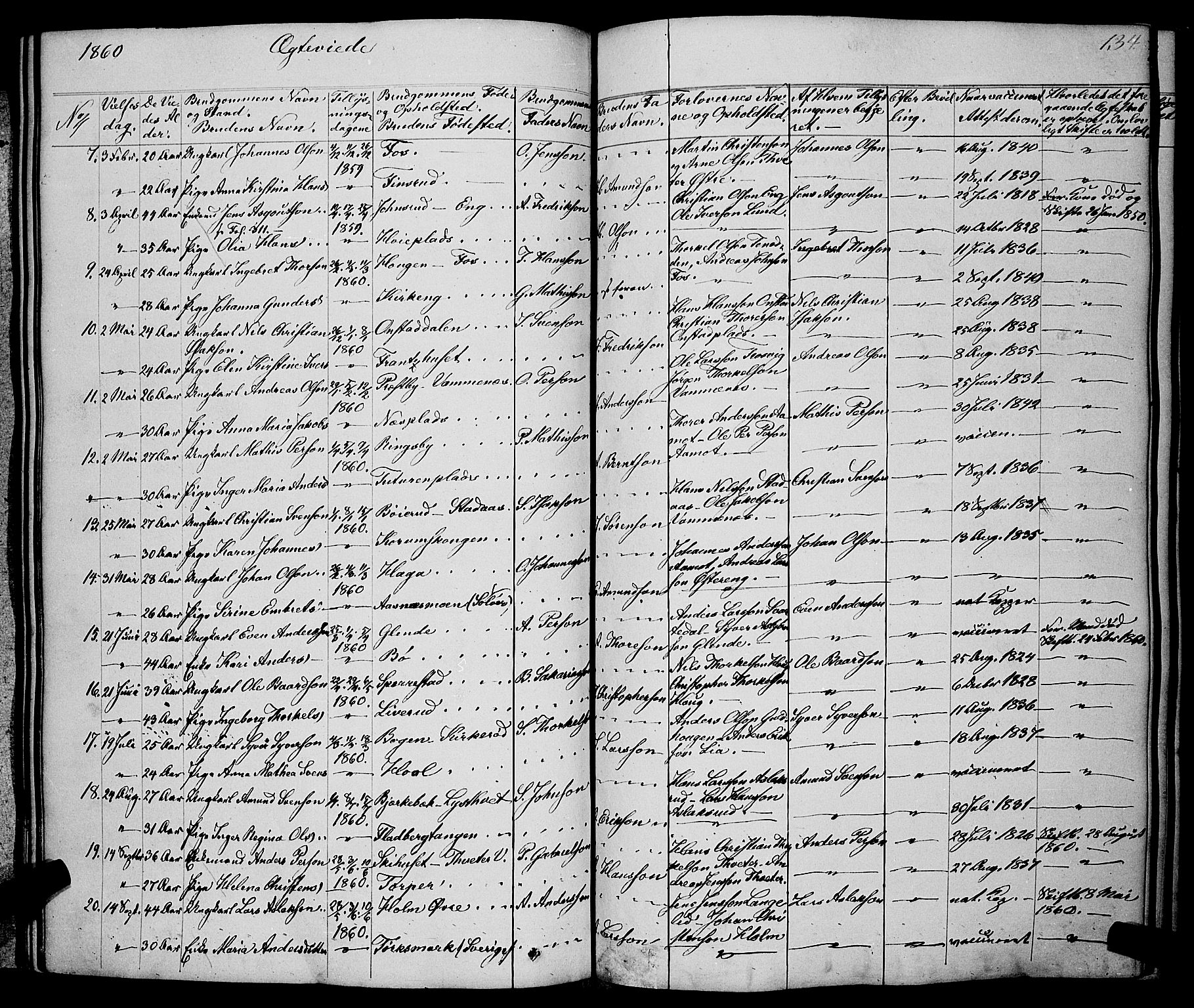 Skiptvet prestekontor Kirkebøker, AV/SAO-A-20009/F/Fa/L0006: Parish register (official) no. 6, 1839-1860, p. 134