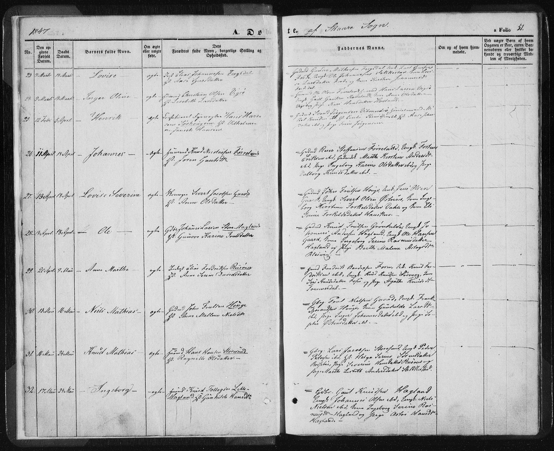 Torvastad sokneprestkontor, SAST/A -101857/H/Ha/Haa/L0006: Parish register (official) no. A 6, 1836-1847, p. 51