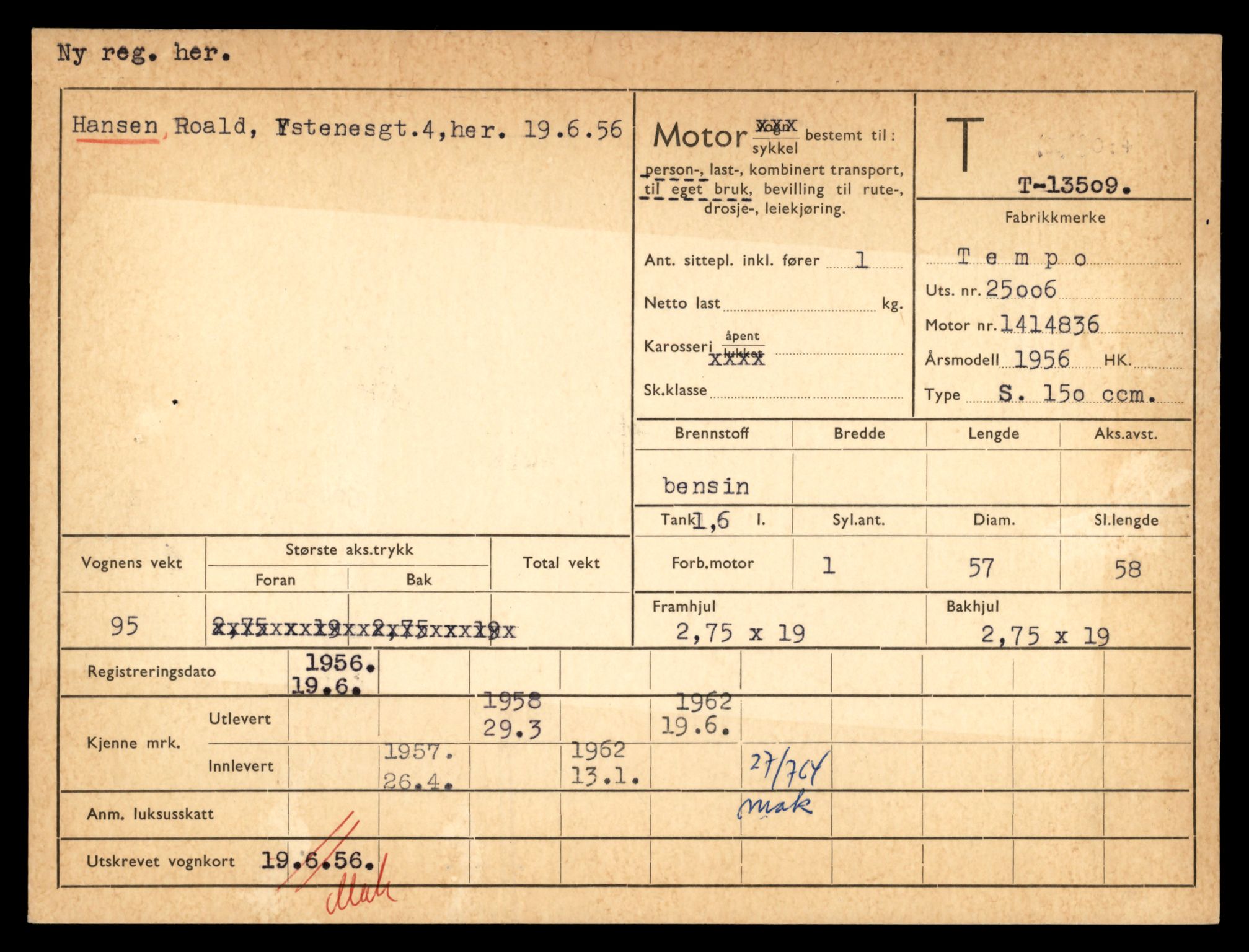 Møre og Romsdal vegkontor - Ålesund trafikkstasjon, AV/SAT-A-4099/F/Fe/L0039: Registreringskort for kjøretøy T 13361 - T 13530, 1927-1998, p. 2642