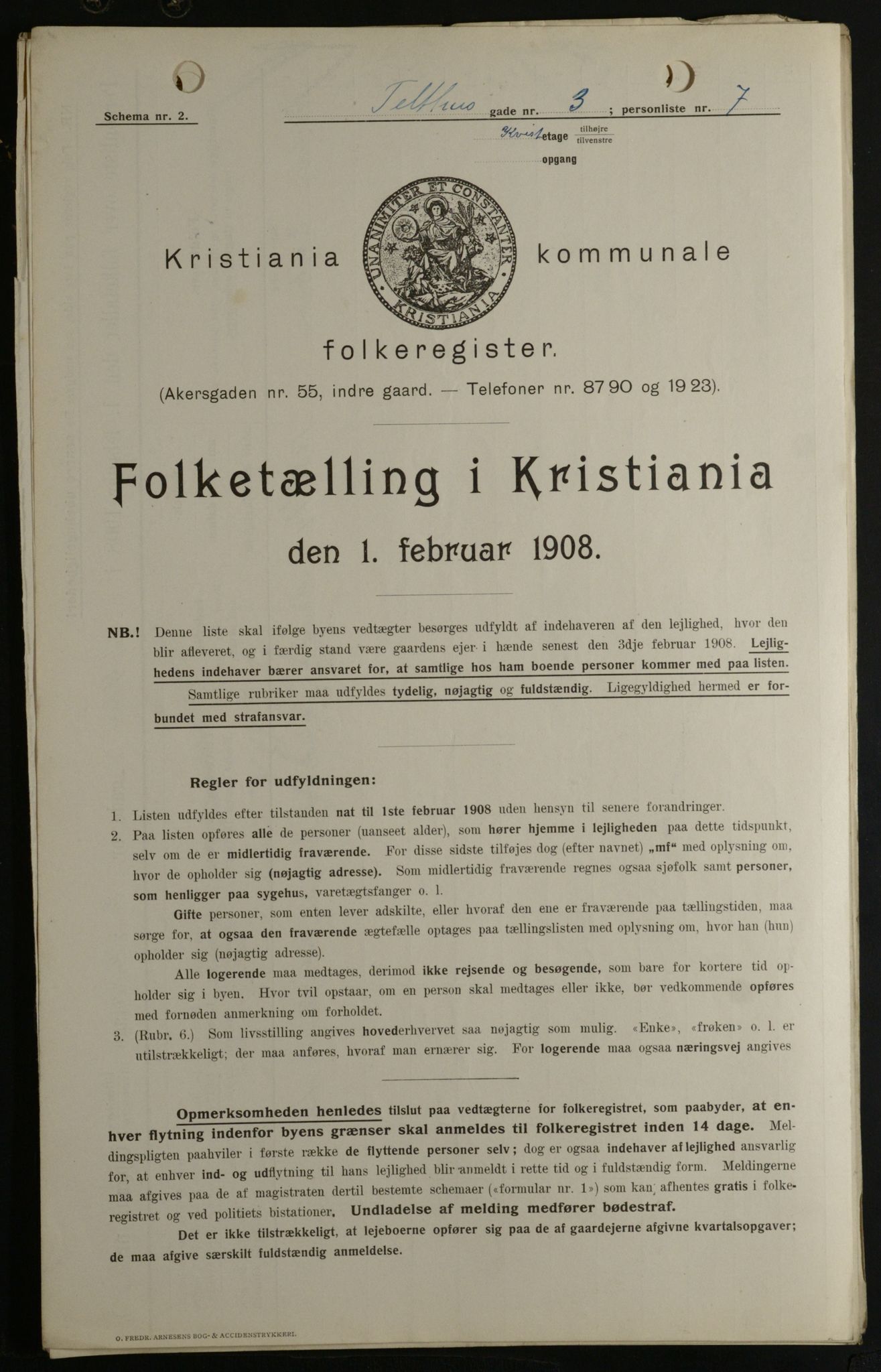 OBA, Municipal Census 1908 for Kristiania, 1908, p. 96707