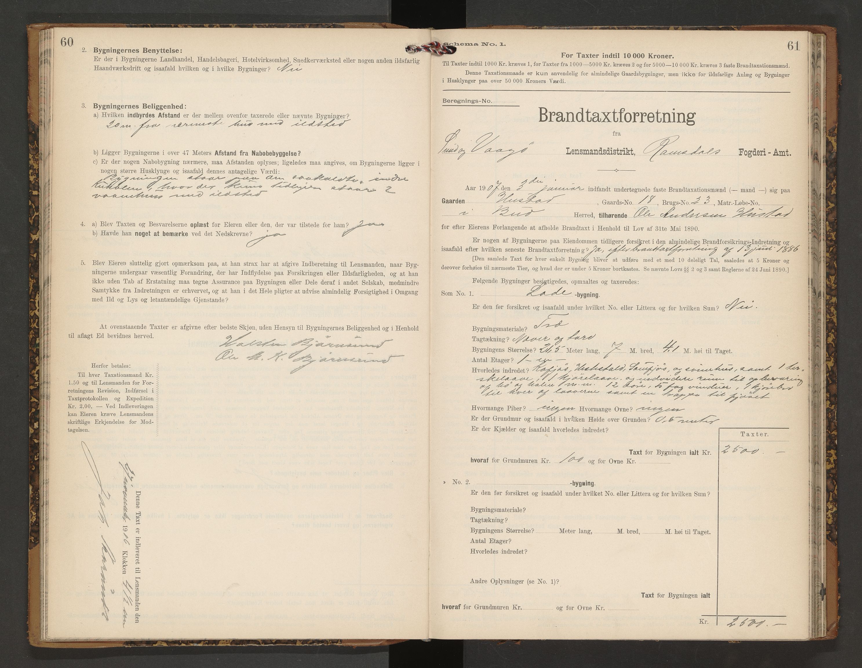 Norges Brannkasse Vågøy og Sund, AV/SAT-A-5504/Fb/L0002: Branntakstprotokoll, 1904-1913, p. 60-61