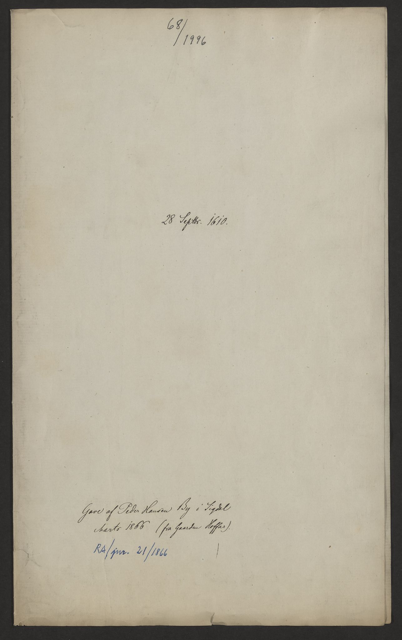 Riksarkivets diplomsamling, AV/RA-EA-5965/F01/F01a/L0897: Dokumenter, 1610, p. 4