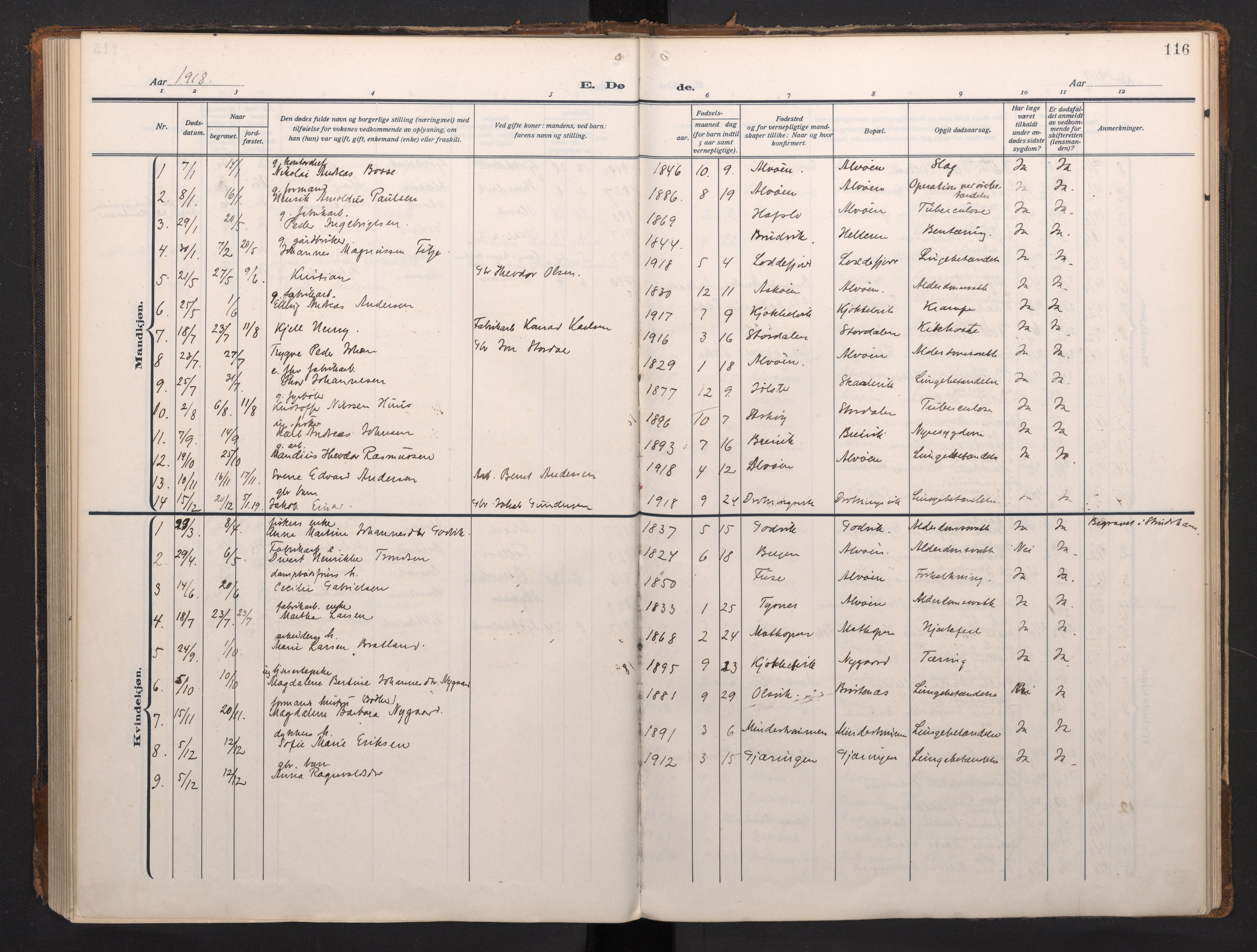 Laksevåg Sokneprestembete, AV/SAB-A-76501/H/Ha/Haa/Haah/L0001: Parish register (official) no. H 1, 1915-1934, p. 116