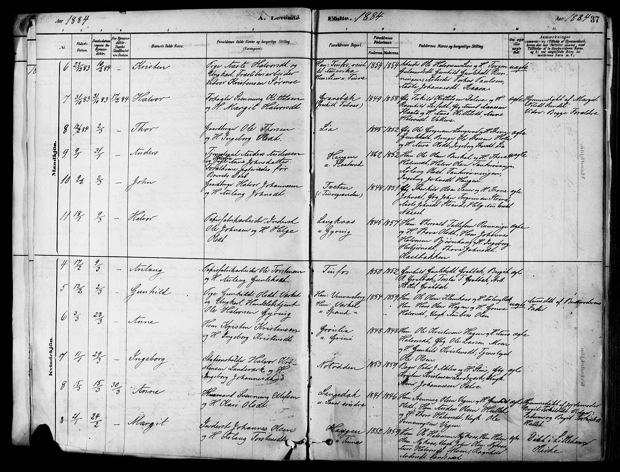 Heddal kirkebøker, SAKO/A-268/F/Fa/L0008: Parish register (official) no. I 8, 1878-1903, p. 37