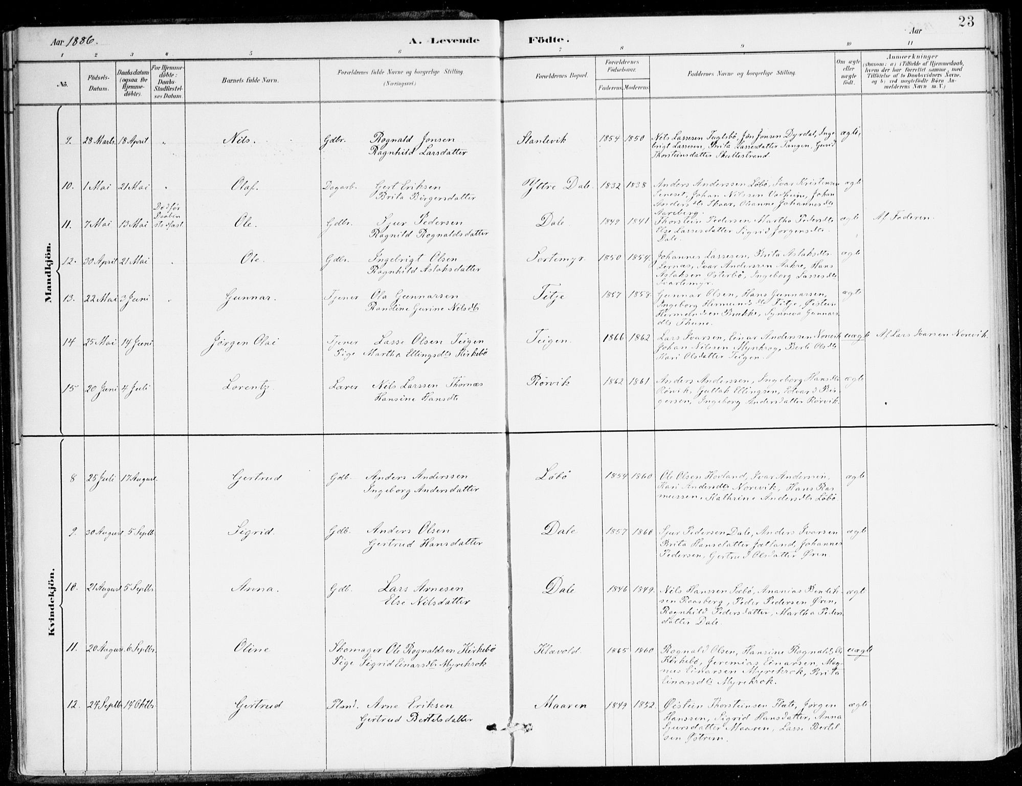 Lavik sokneprestembete, AV/SAB-A-80901: Parish register (official) no. C 1, 1882-1904, p. 23