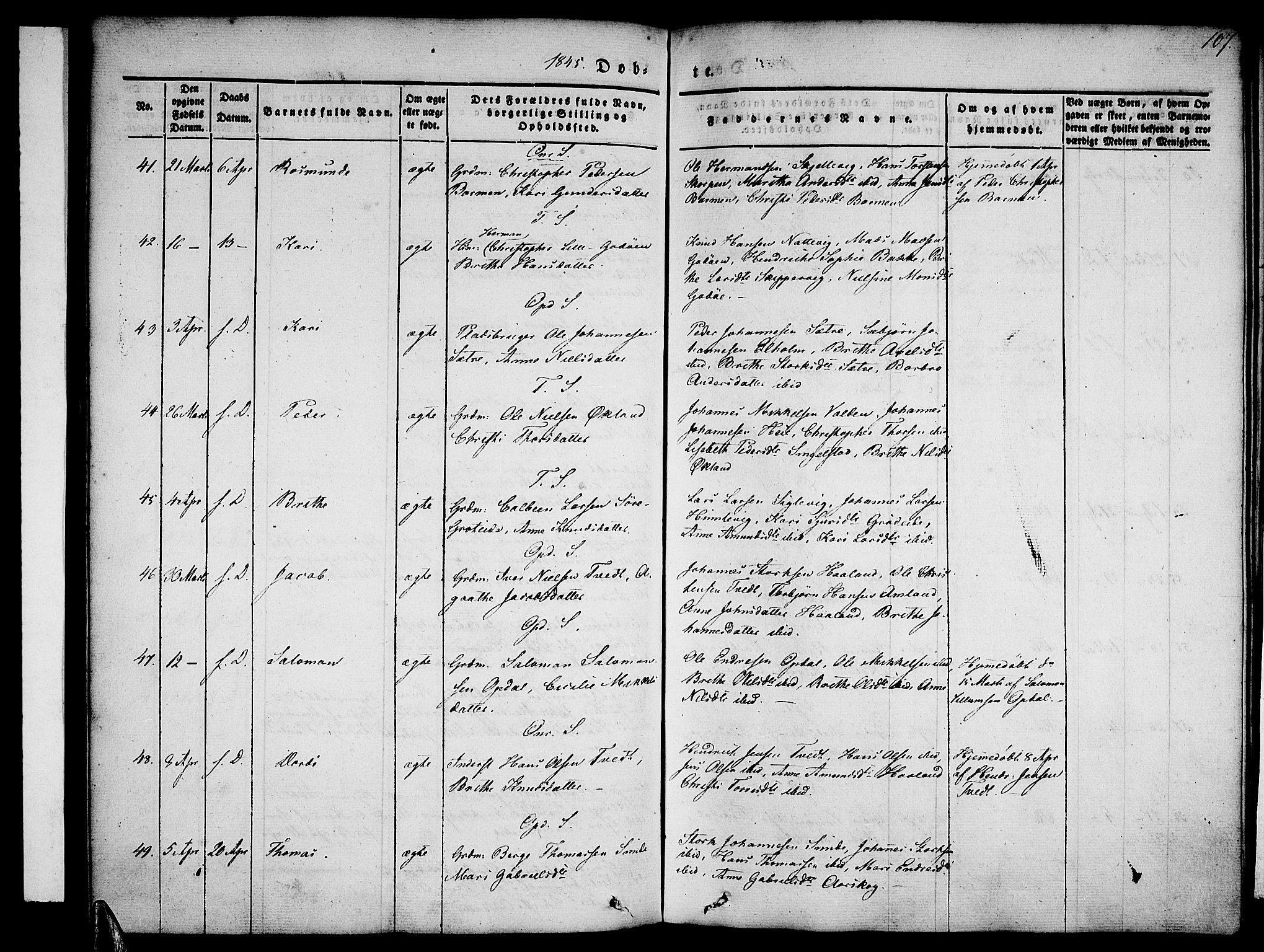 Tysnes sokneprestembete, AV/SAB-A-78601/H/Haa: Parish register (official) no. A 9, 1837-1848, p. 107