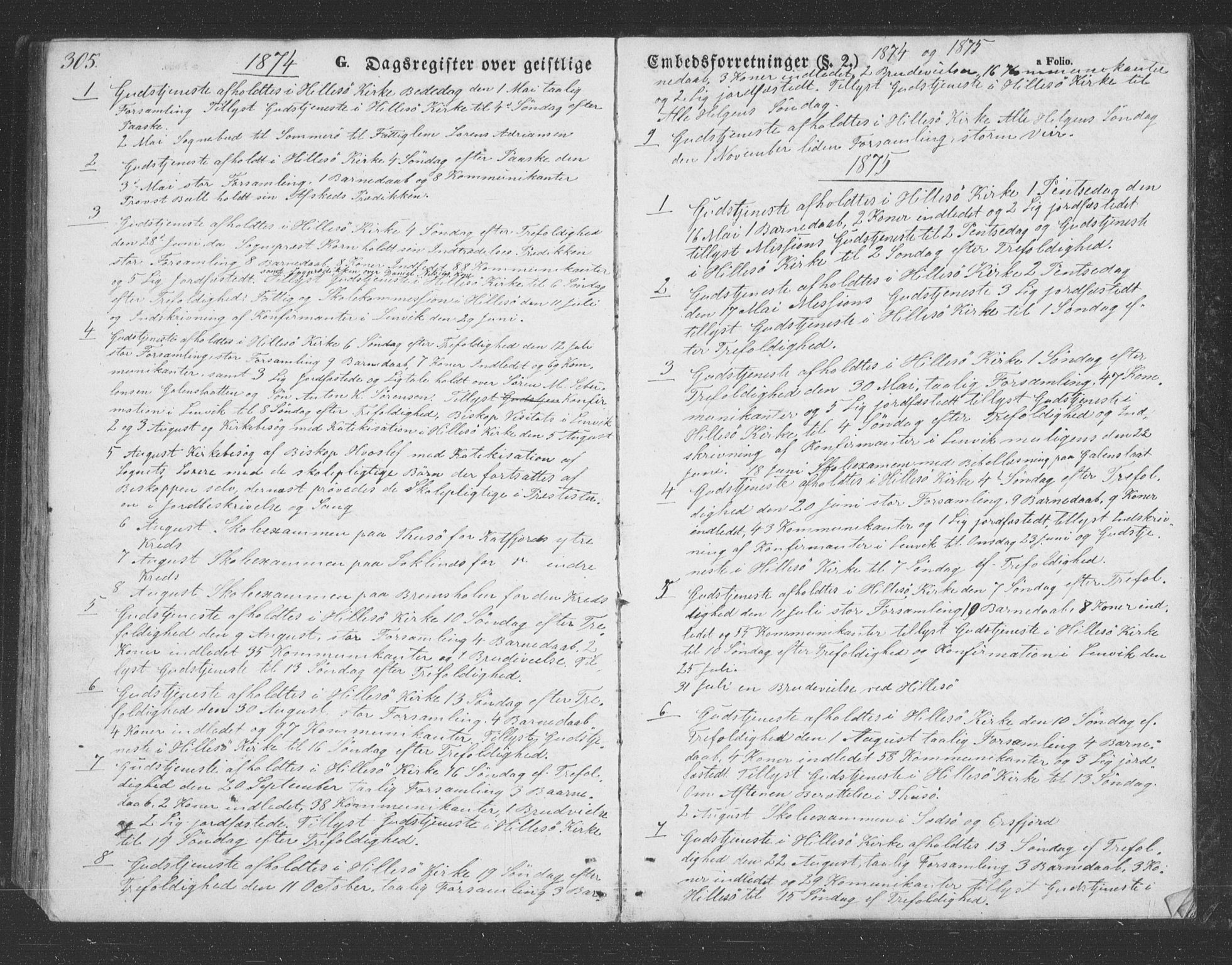 Lenvik sokneprestembete, SATØ/S-1310/H/Ha/Hab/L0020klokker: Parish register (copy) no. 20, 1855-1883, p. 305