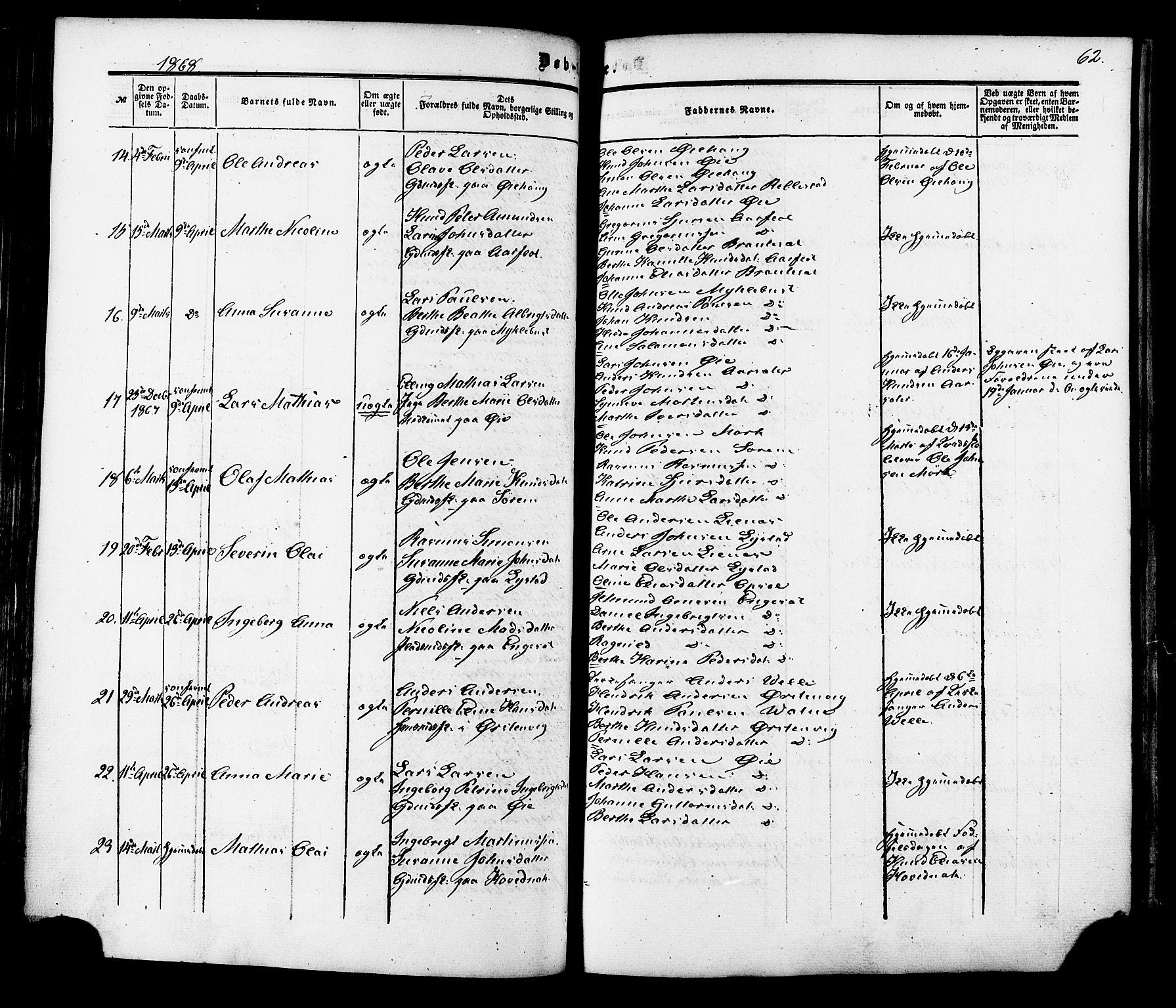 Ministerialprotokoller, klokkerbøker og fødselsregistre - Møre og Romsdal, AV/SAT-A-1454/513/L0175: Parish register (official) no. 513A02, 1856-1877, p. 62