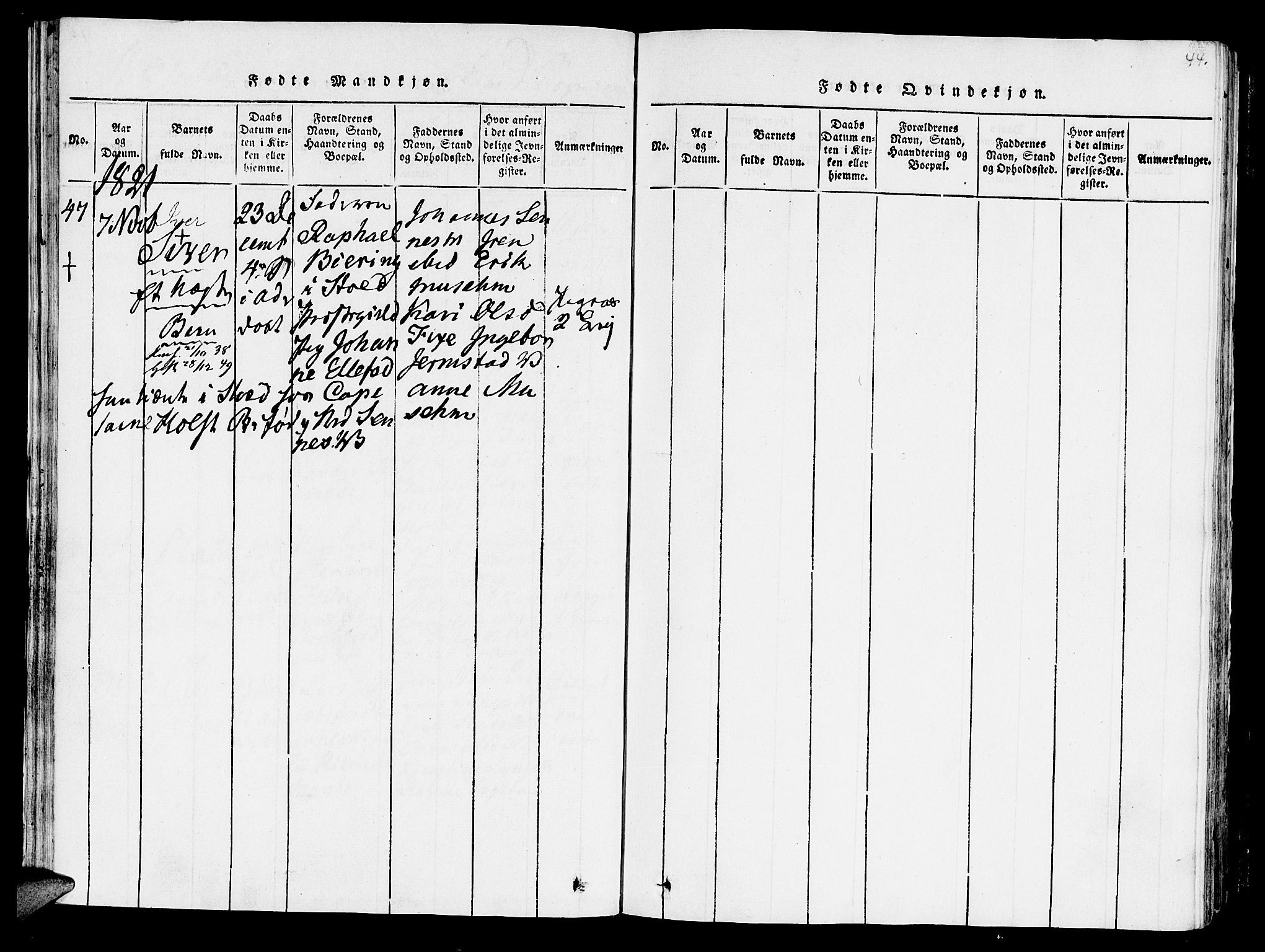 Ministerialprotokoller, klokkerbøker og fødselsregistre - Nord-Trøndelag, SAT/A-1458/723/L0234: Parish register (official) no. 723A05 /1, 1816-1840, p. 44