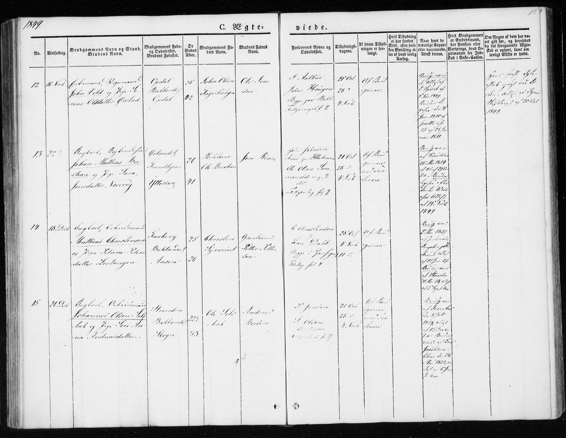Ministerialprotokoller, klokkerbøker og fødselsregistre - Sør-Trøndelag, SAT/A-1456/604/L0183: Parish register (official) no. 604A04, 1841-1850, p. 113