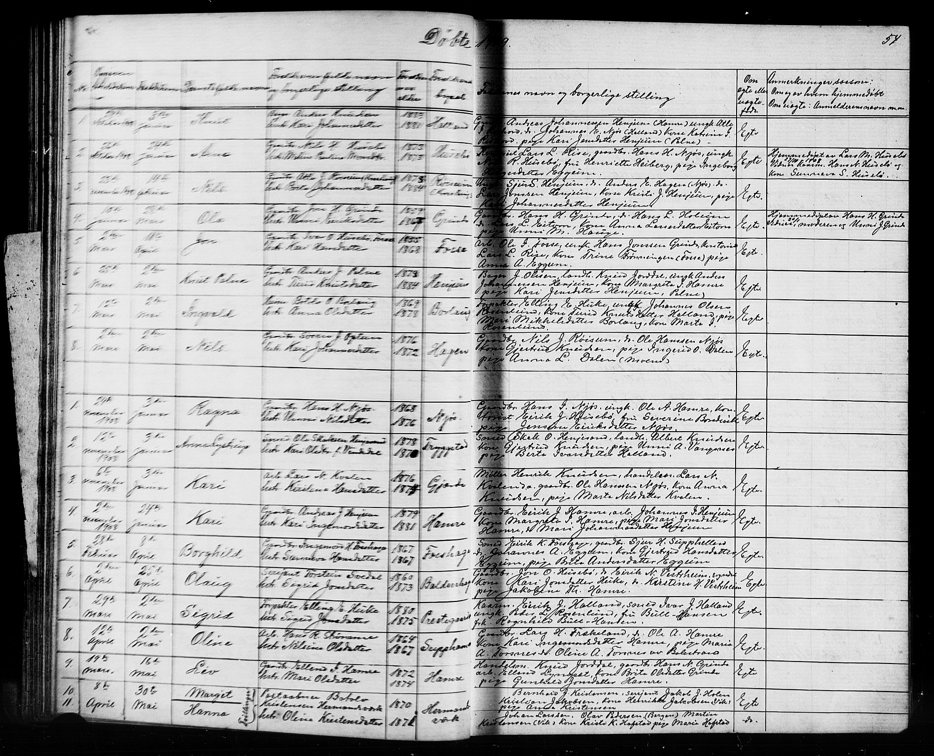 Leikanger sokneprestembete, AV/SAB-A-81001/H/Hab/Haba/L0001: Parish register (copy) no. A 1, 1873-1916, p. 54