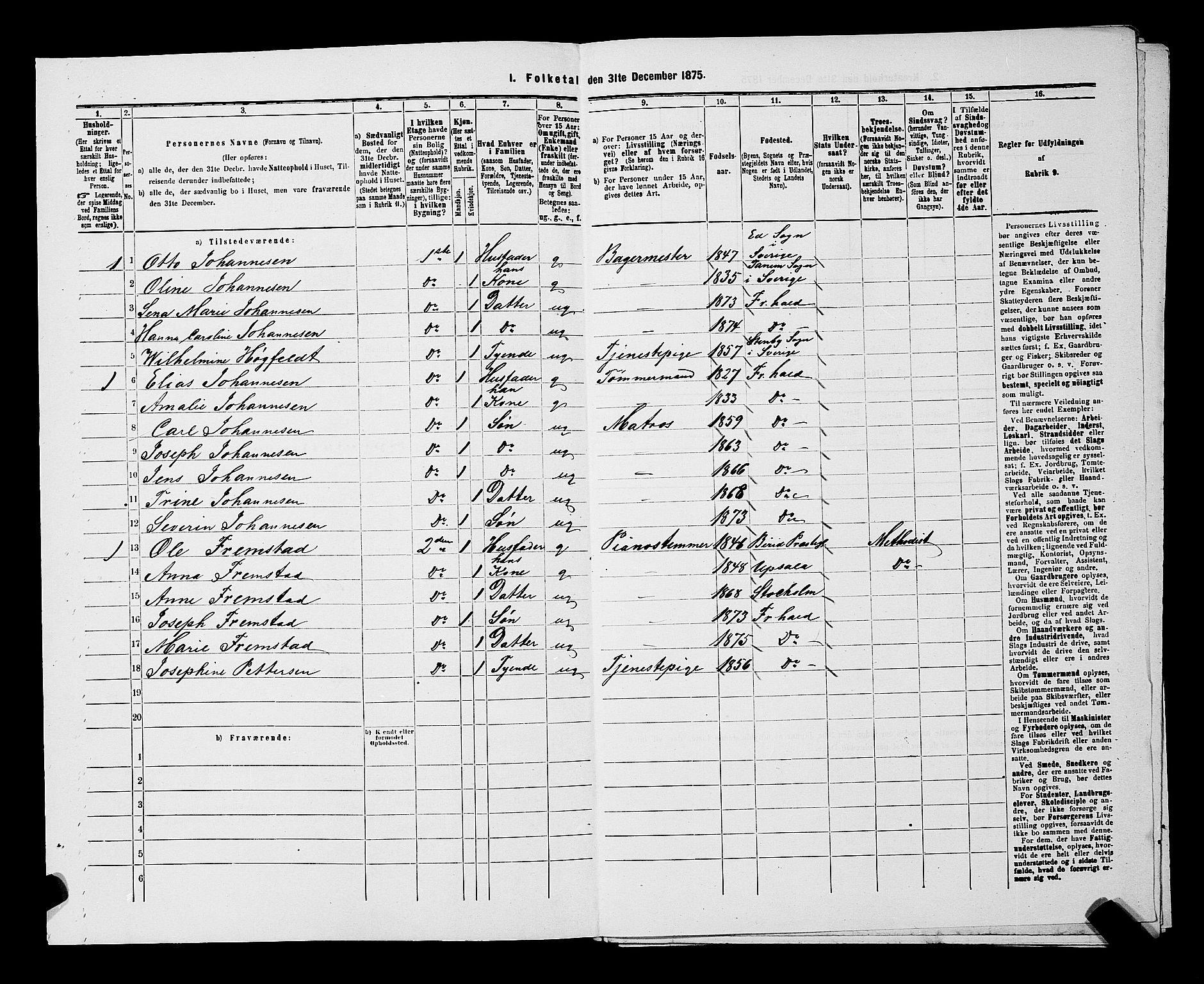 RA, 1875 census for 0101P Fredrikshald, 1875, p. 1253