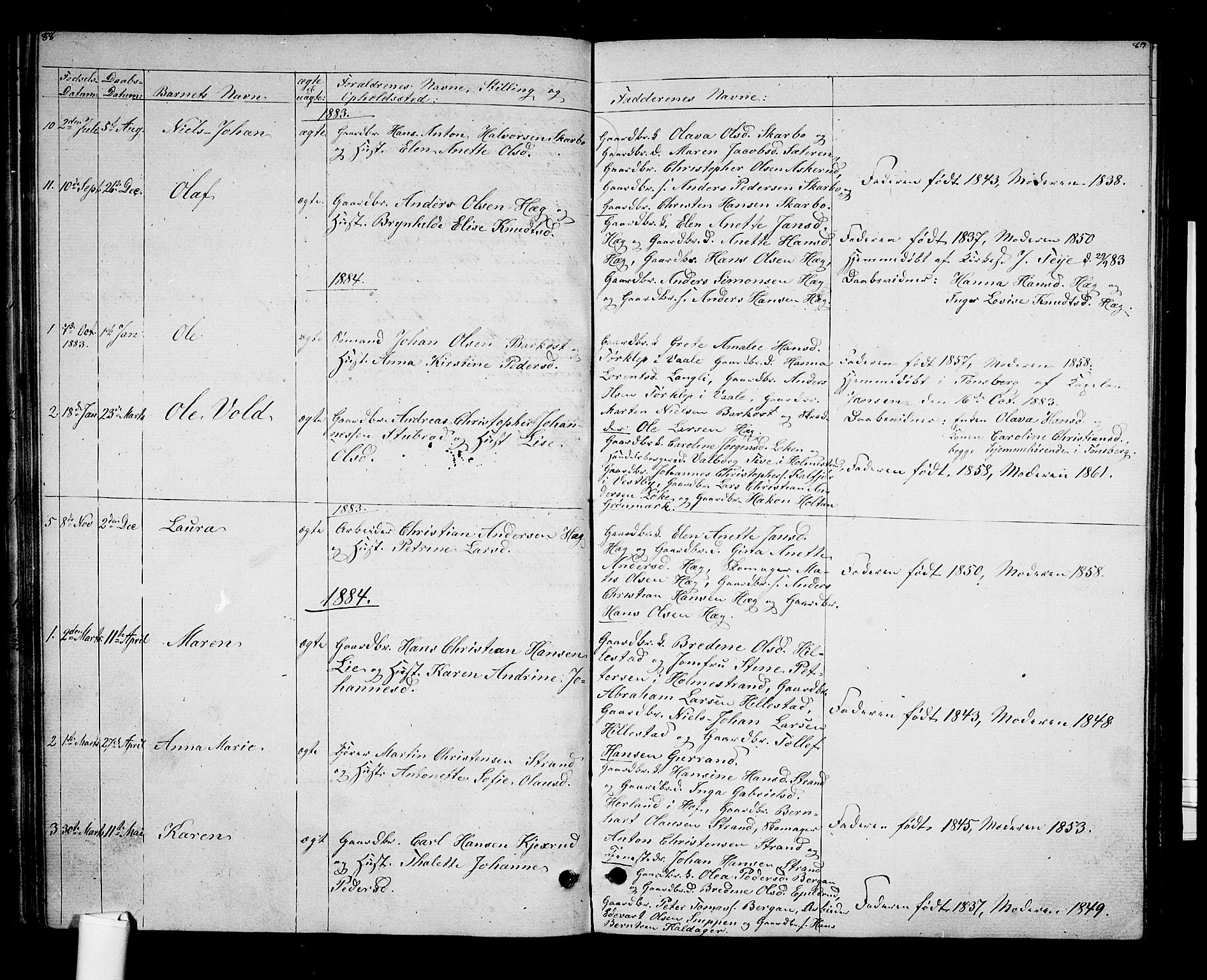 Botne kirkebøker, SAKO/A-340/G/Gb/L0002: Parish register (copy) no. II 2, 1861-1886, p. 88-89