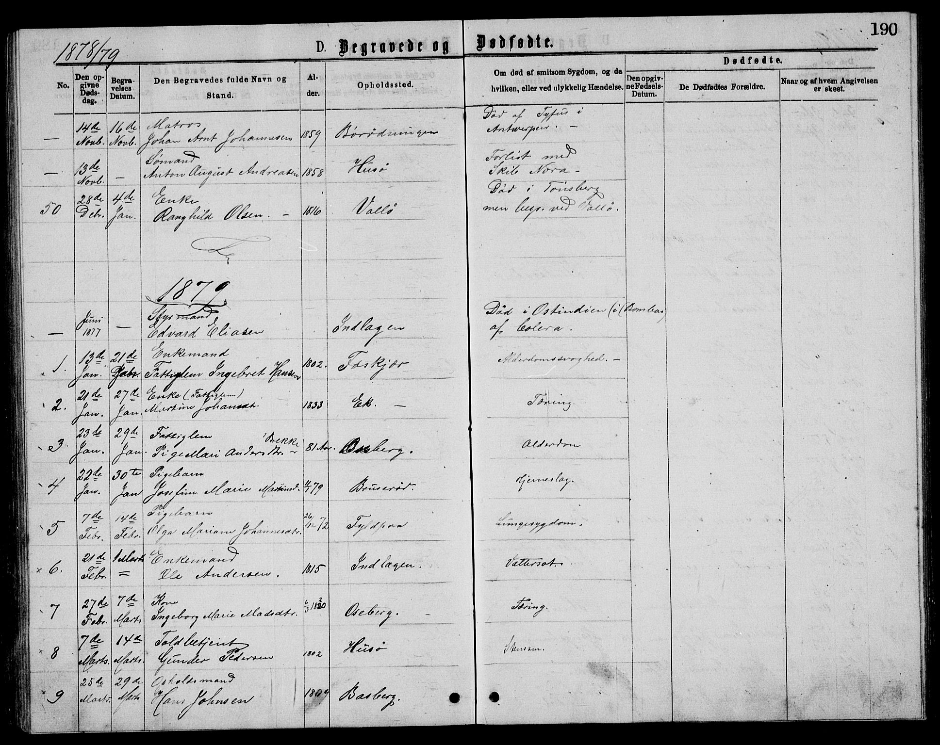 Sem kirkebøker, AV/SAKO-A-5/G/Gb/L0001: Parish register (copy) no. II 1, 1877-1885, p. 190
