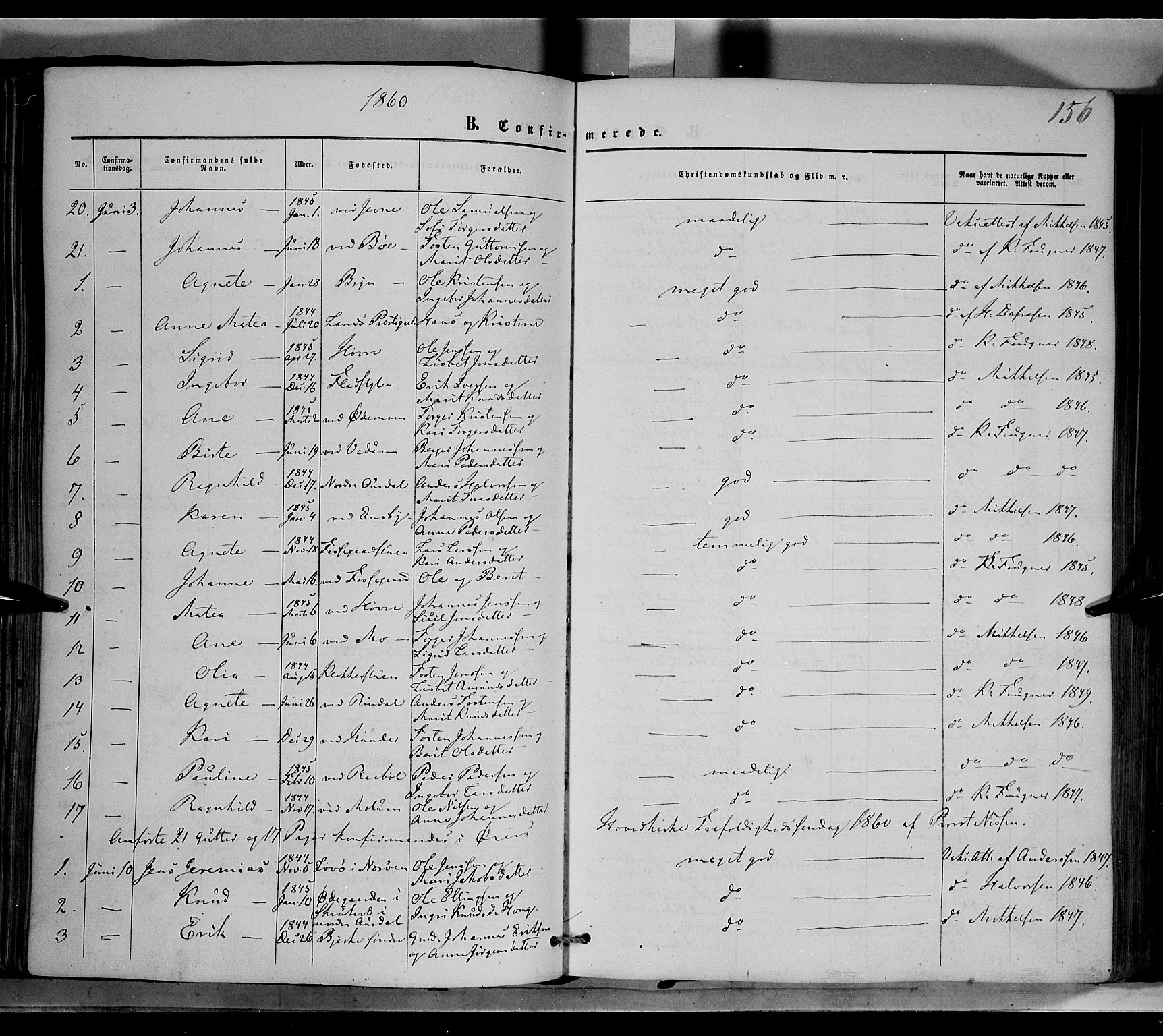 Øyer prestekontor, SAH/PREST-084/H/Ha/Haa/L0006: Parish register (official) no. 6, 1858-1874, p. 156