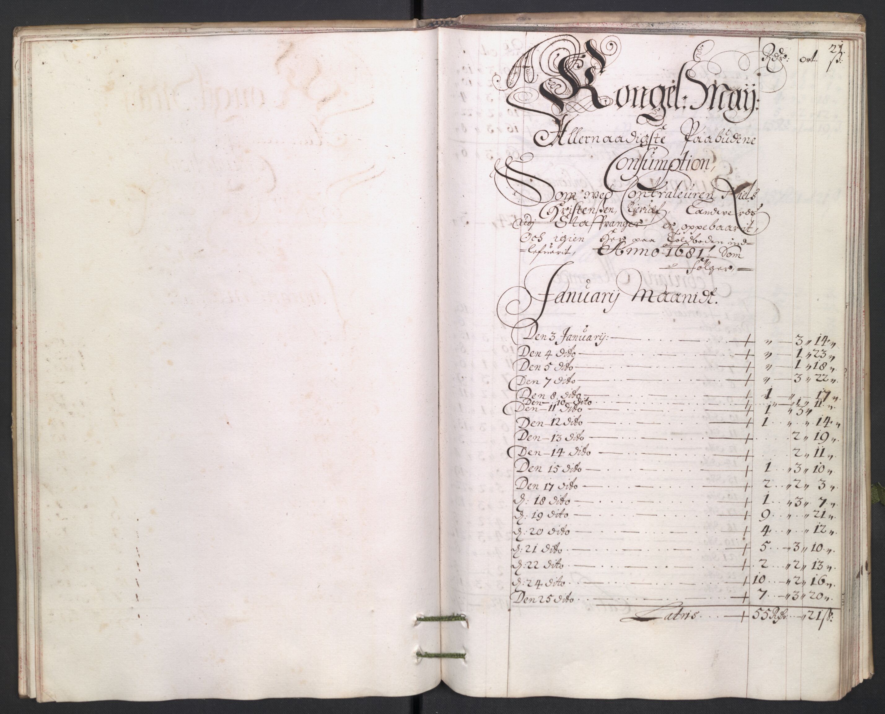 Rentekammeret inntil 1814, Reviderte regnskaper, Byregnskaper, RA/EA-4066/R/Ro/L0329: [O23] Konsumpsjonsregnskap, 1681-1682, p. 104